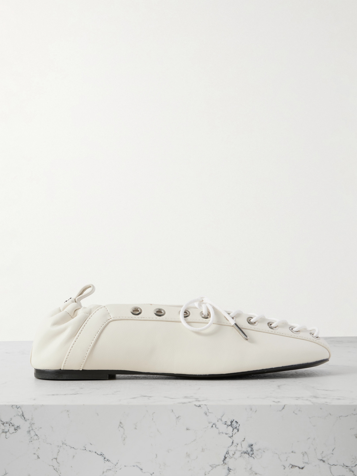 Ganni Lace-up Embellished Recycled Leather Ballet Flats