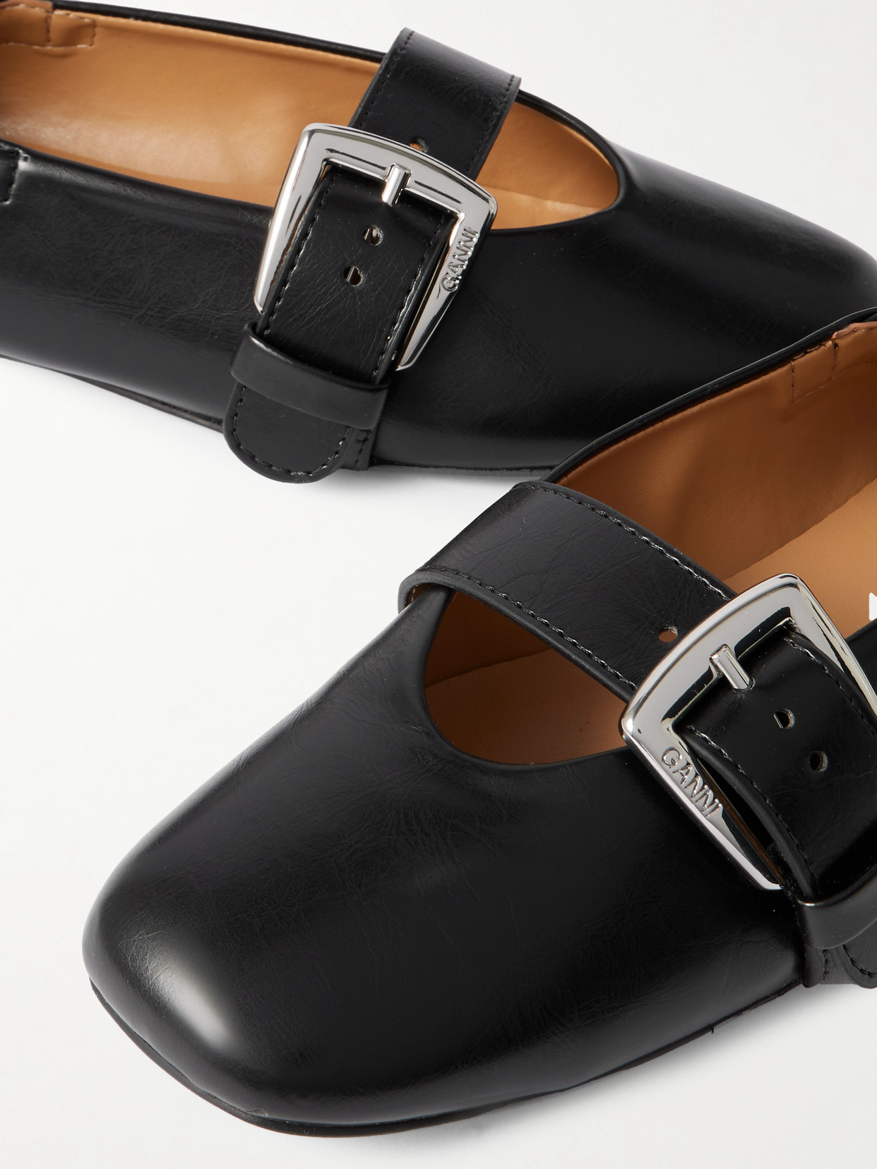 Ganni Buckled Oleatex® Ballet Flats