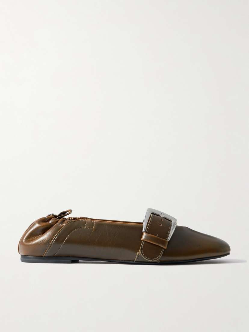 Ganni Buckled Oleatex® Ballet Flats