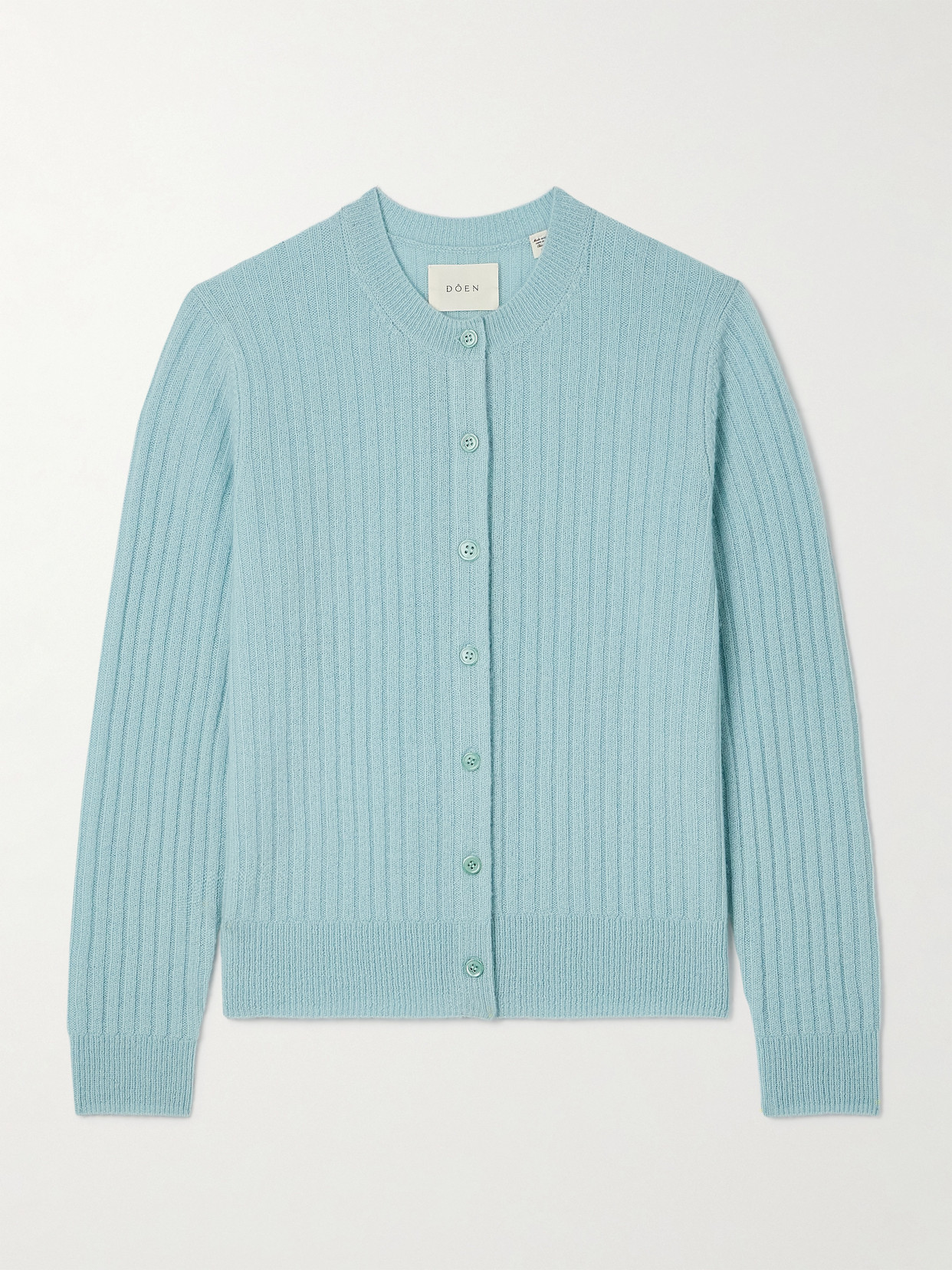 Doen Danaë Ribbed Cashmere Cardigan In Blue