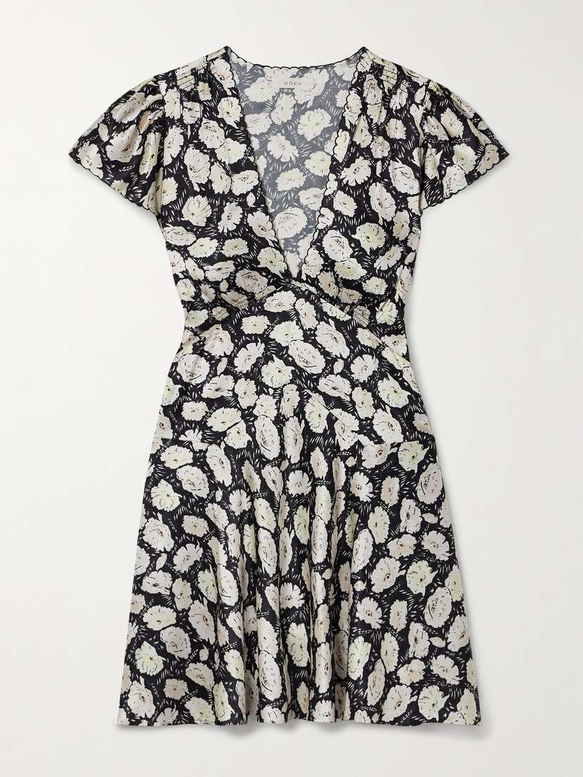 DÔEN Dianne Floral-print Silk-satin Mini Dress