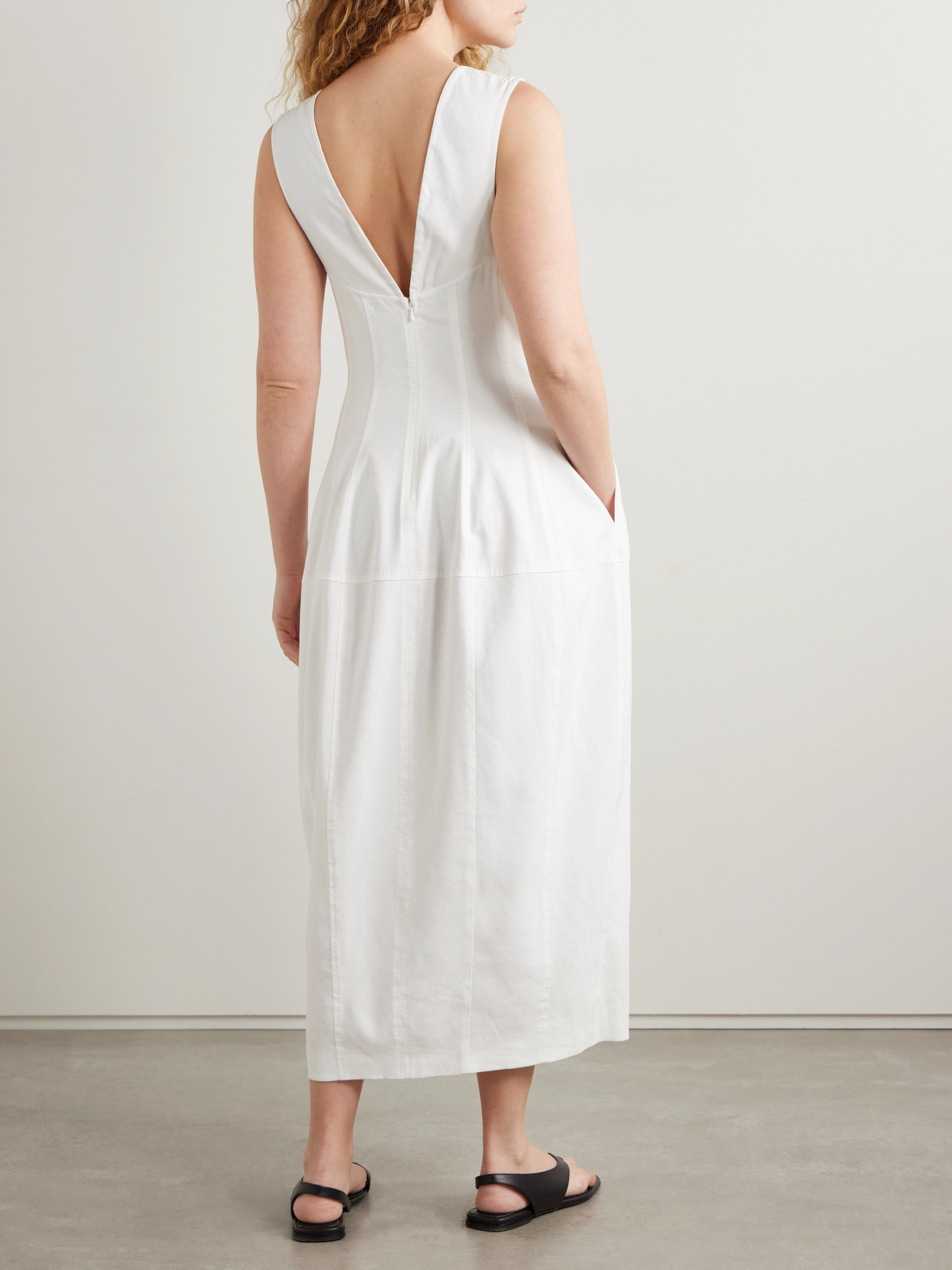 Another Tomorrow Organic Hemp-blend Midi Dress In Neutral