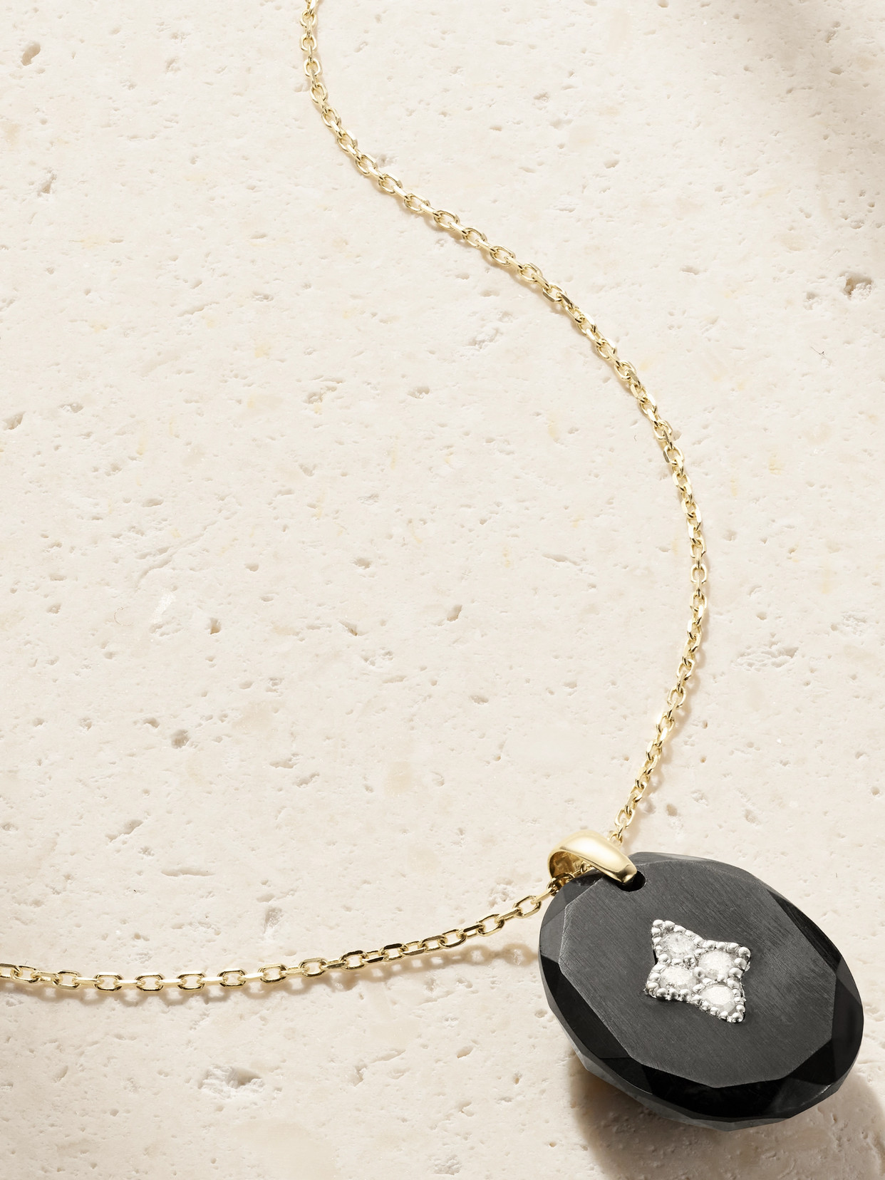 Pascale Monvoisin Gina 9-karat Gold Diamond And Resin Necklace In Black