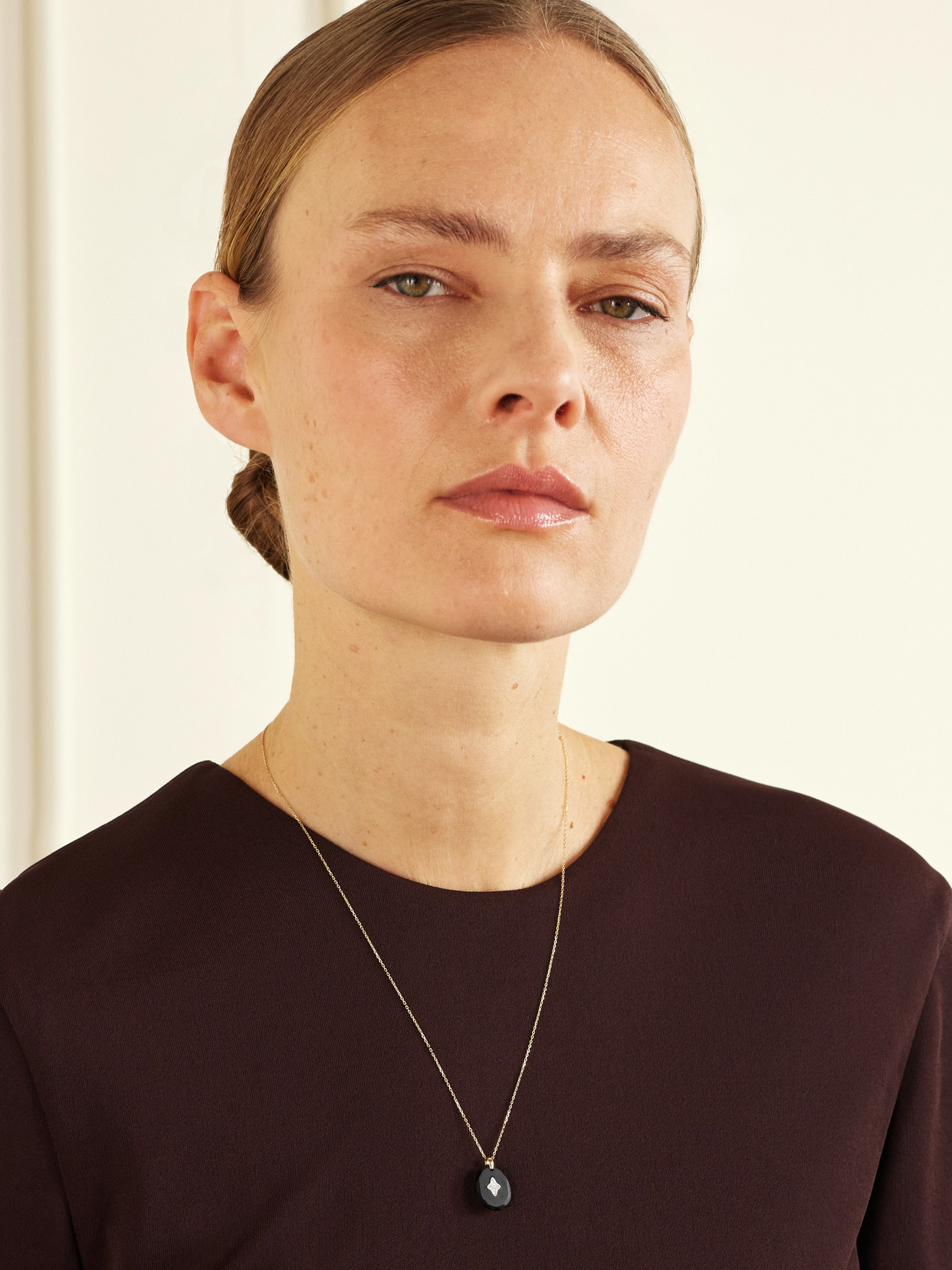 Pascale Monvoisin Gina 9-karat Gold Diamond And Resin Necklace In Black