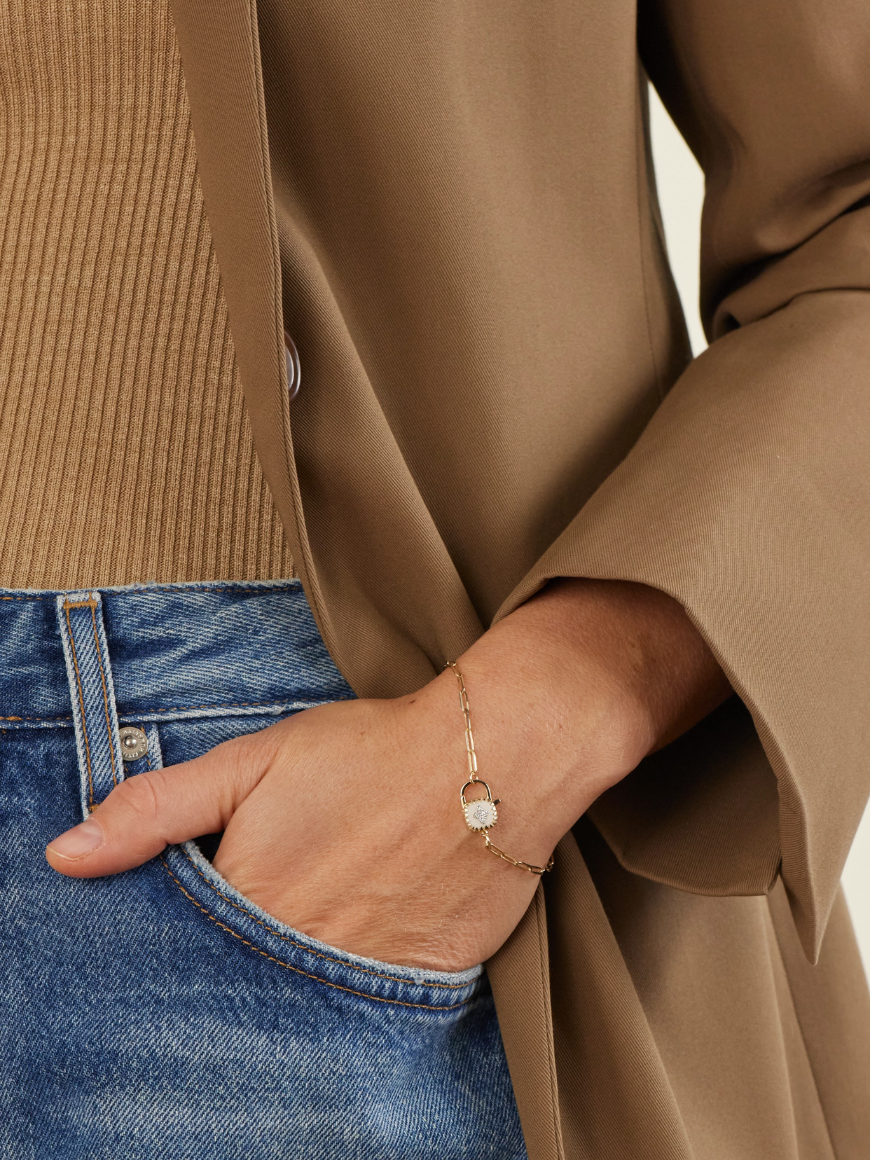 Pascale Monvoisin Ginger 9-karat Gold, Resin And Diamond Bracelet In Gold