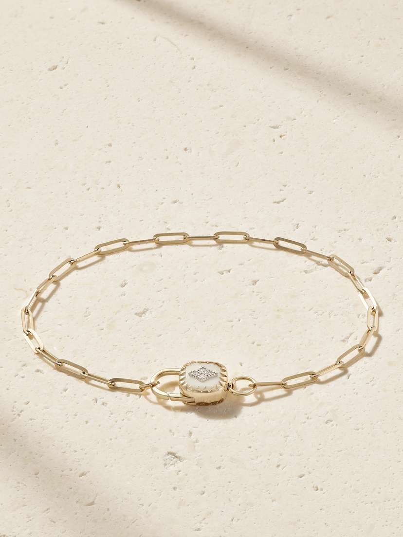 Pascale Monvoisin Ginger 9-karat Gold, Resin And Diamond Bracelet