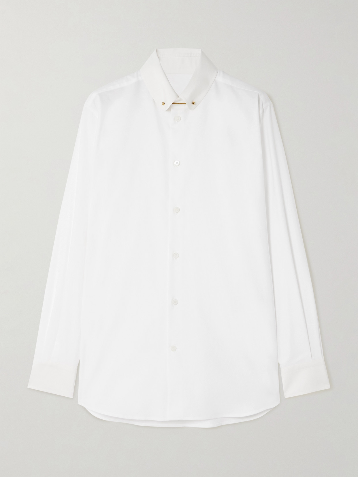 Loro Piana Thea Embellished Cotton Oxford Shirt In White