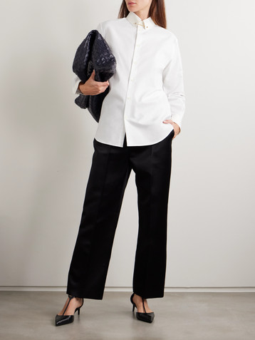 Loro Piana Thea embellished cotton Oxford shirt