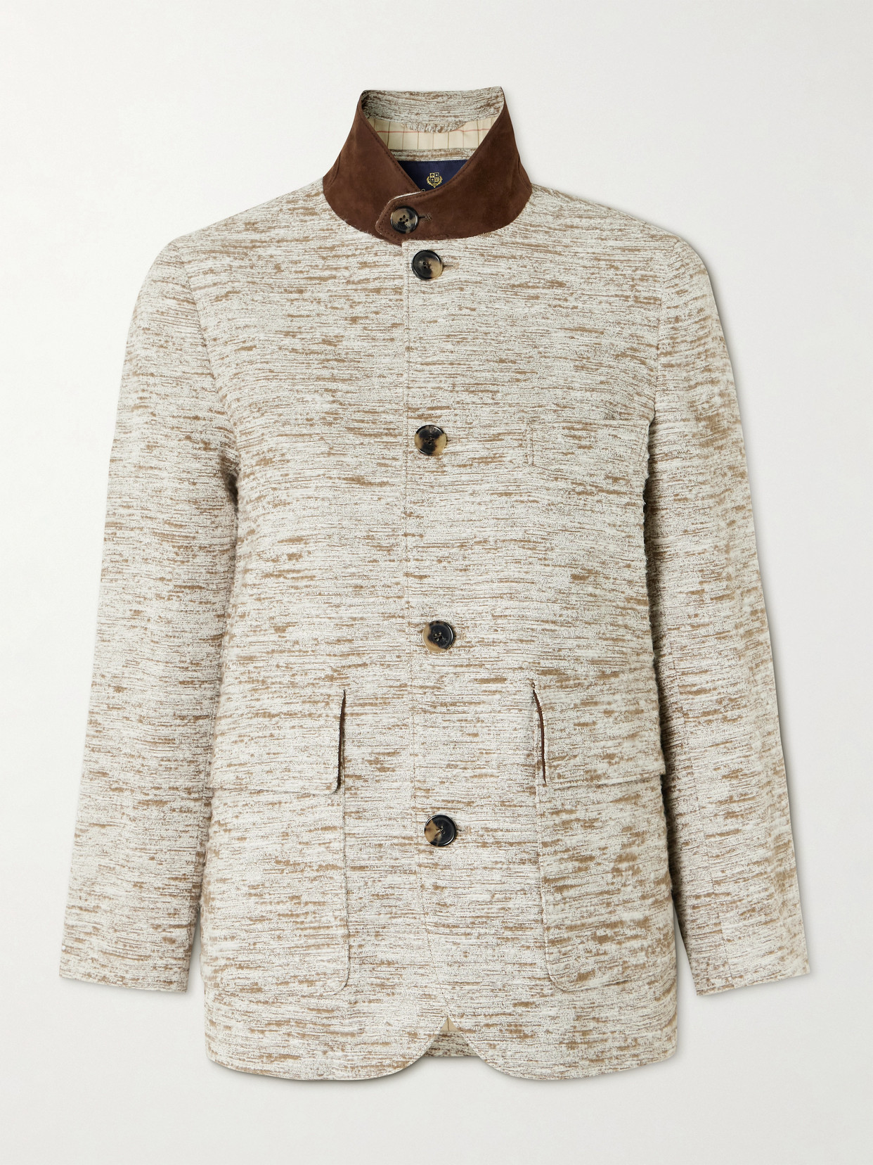 Loro Piana Roadster Suede-trimmed Textured-cotton Jacket In Gray