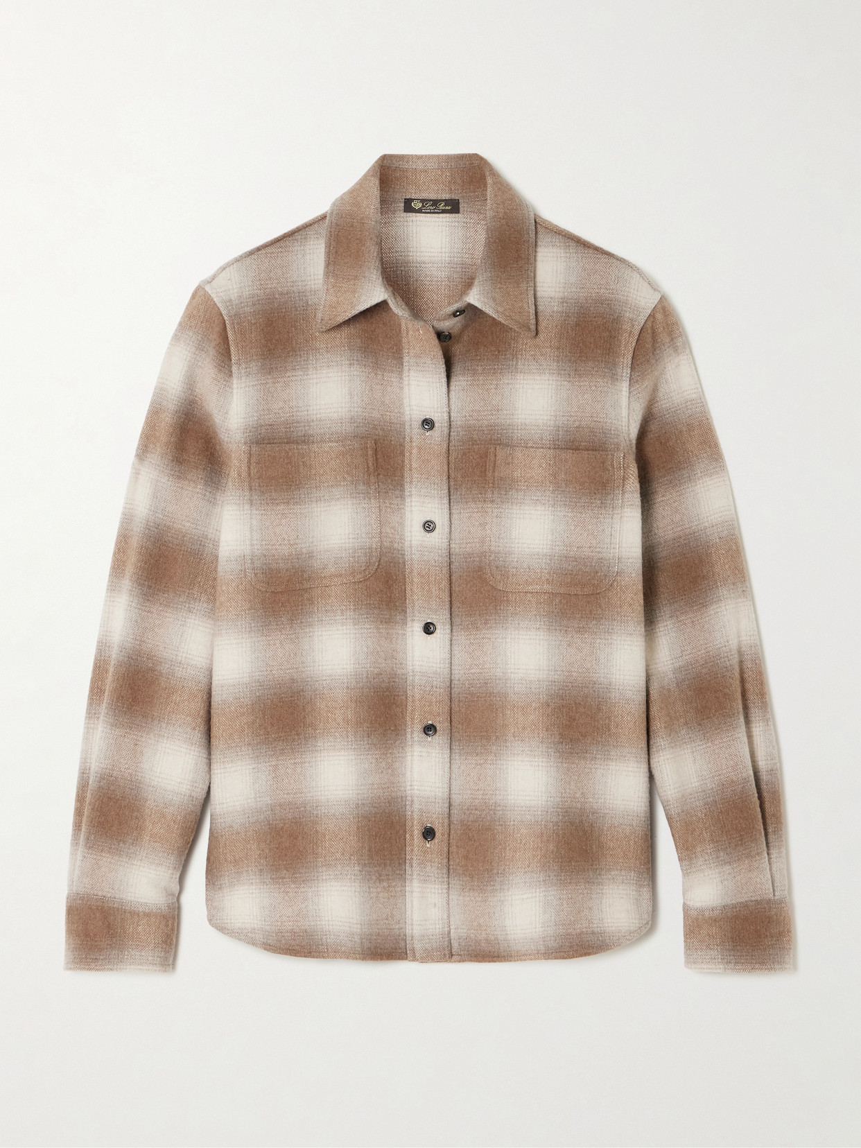 Loro Piana Checked Wool And Cashmere-blend Flannel Shirt In Brown