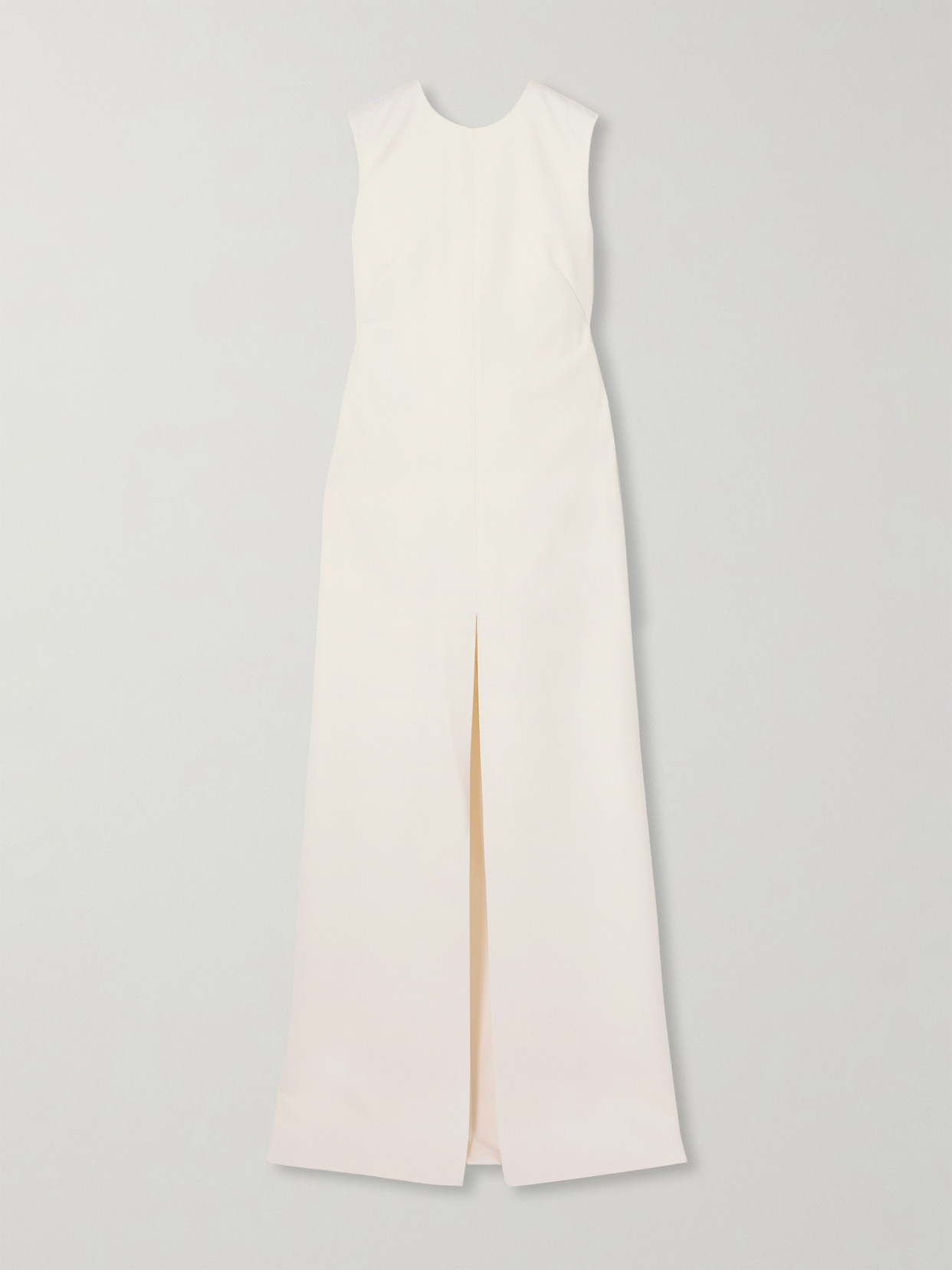 SASUPHI - Tuxedo Open-back Draped Silk-blend Satin-trimmed Wool Maxi Dress - Ivory