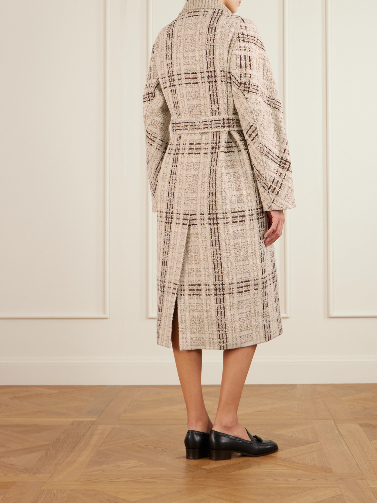 Loro Piana Checked Wool-blend Tweed Coat In Multi