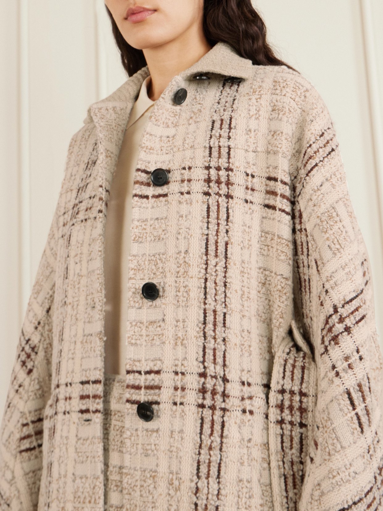 Loro Piana Checked Wool-blend Tweed Coat In Multi