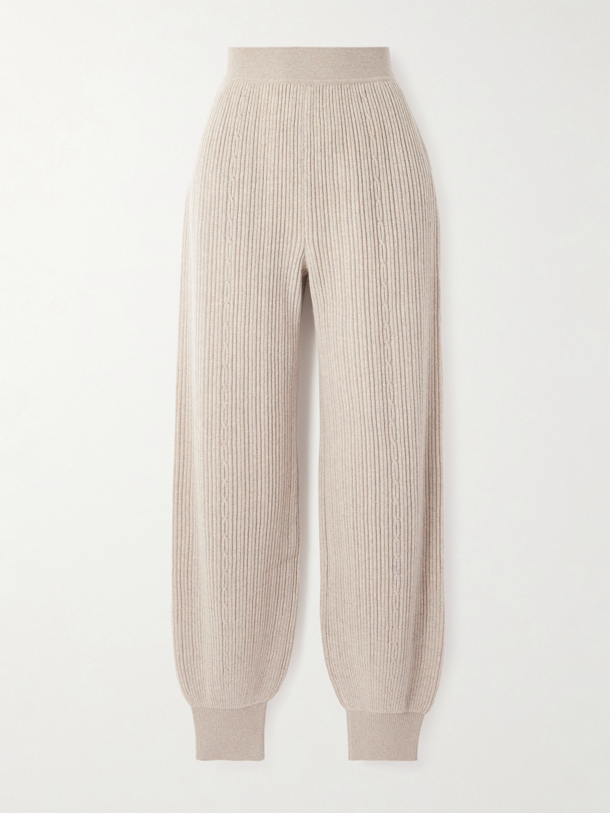 Loro Piana Plane Tree Ribbed Cashmere-blend Tapered Pants In Neutral
