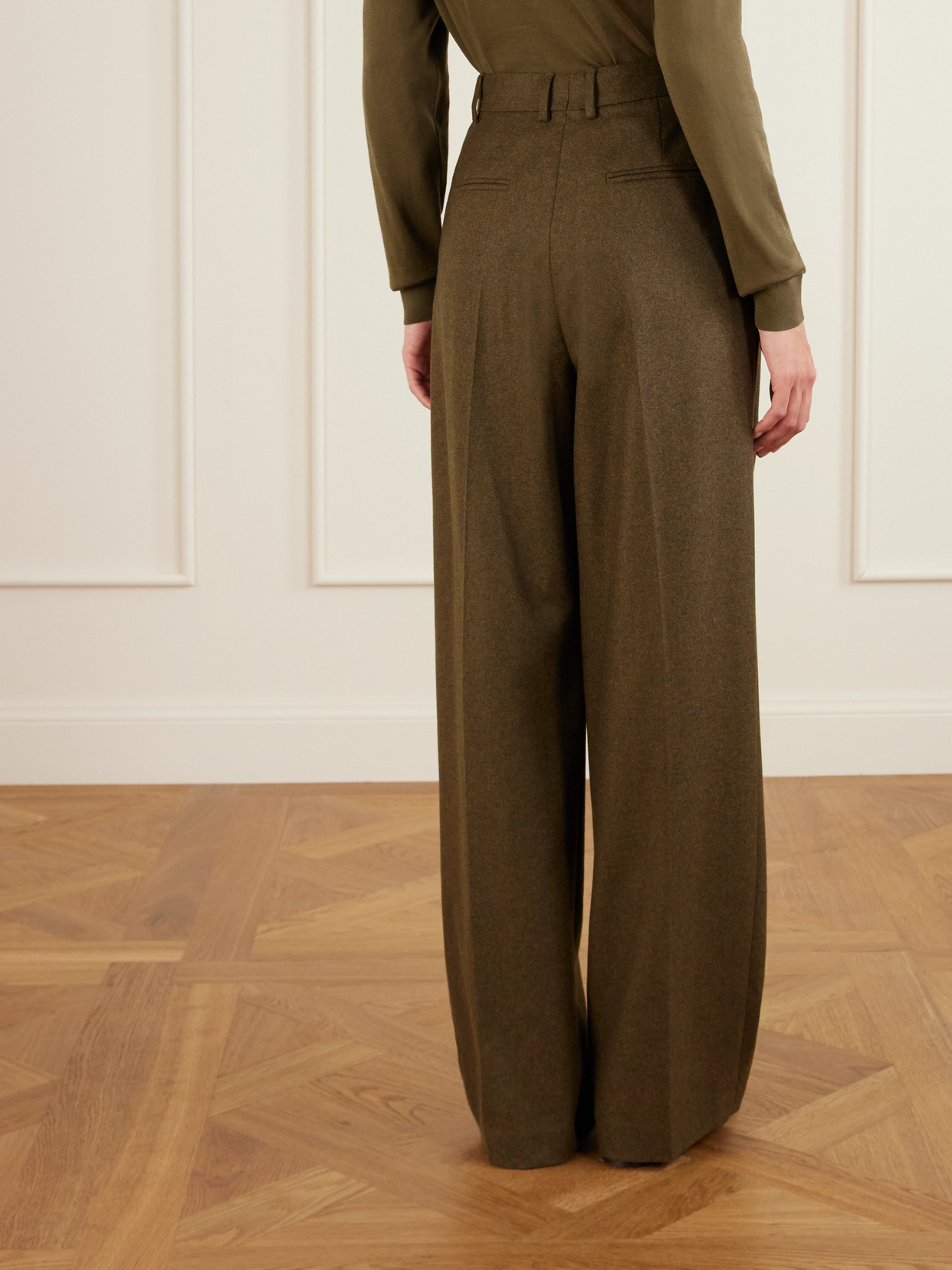Loro Piana Kurt Pleated Wool And Cashmere-blend Wide-leg Pants In Brown