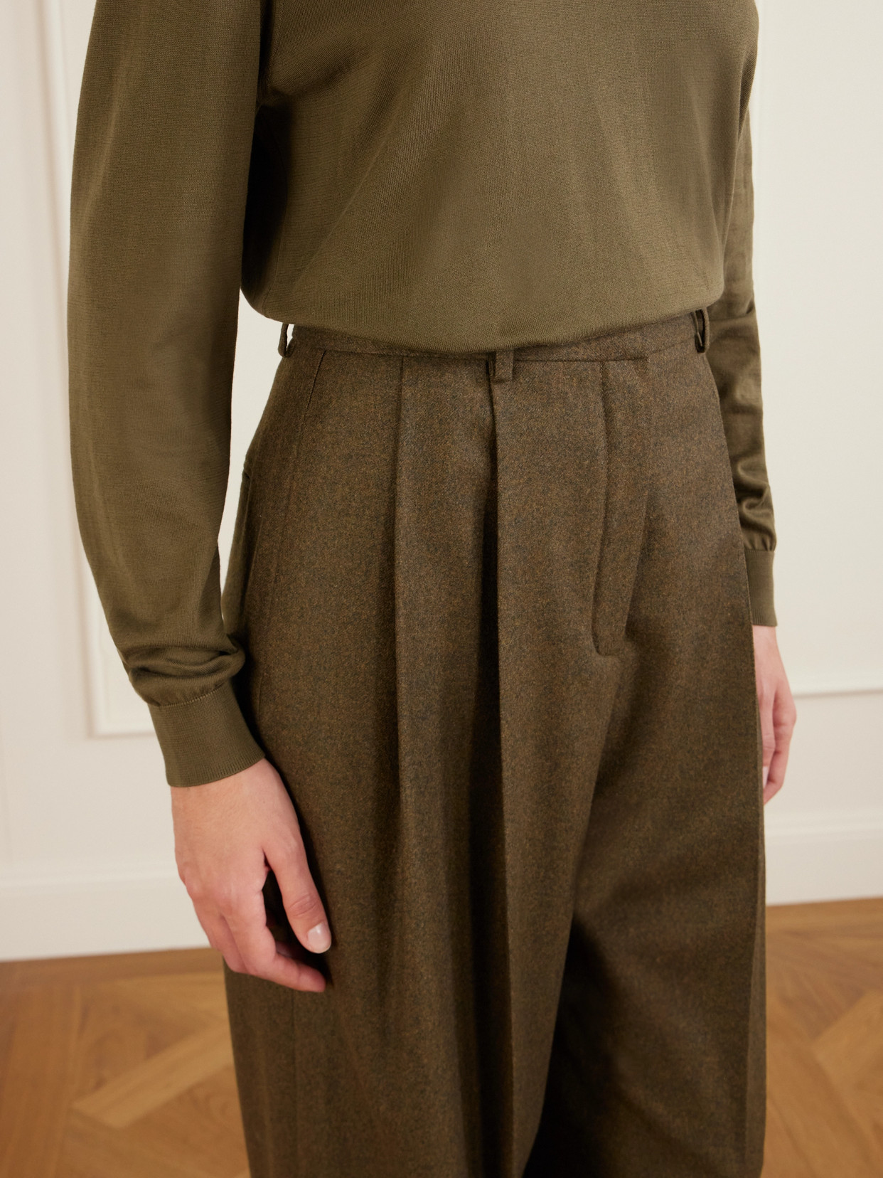 Loro Piana Kurt Pleated Wool And Cashmere-blend Wide-leg Pants In Brown