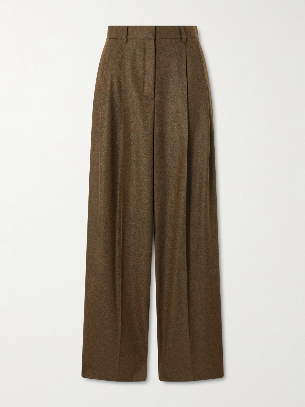 Loro Piana Kurt Pleated Wool And Cashmere-blend Wide-leg Pants In Brown