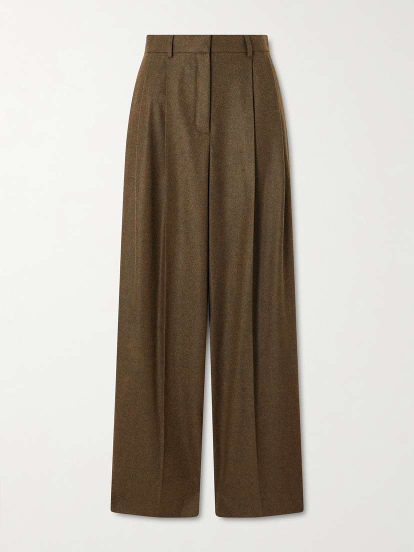 Loro Piana Kurt Pleated Wool And Cashmere-blend Wide-leg Pants