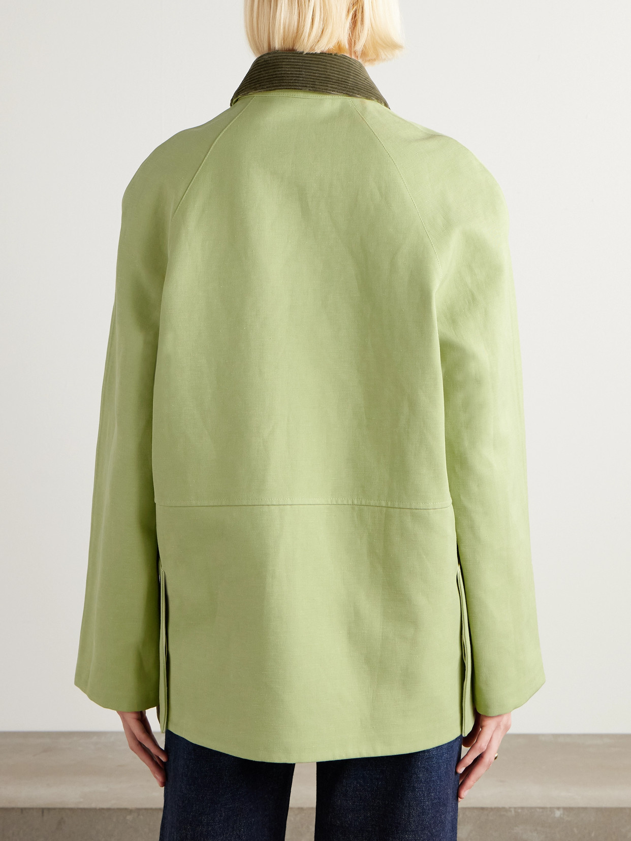 Broderick Corduroy-Trimmed Linen And Silk-Blend Coat