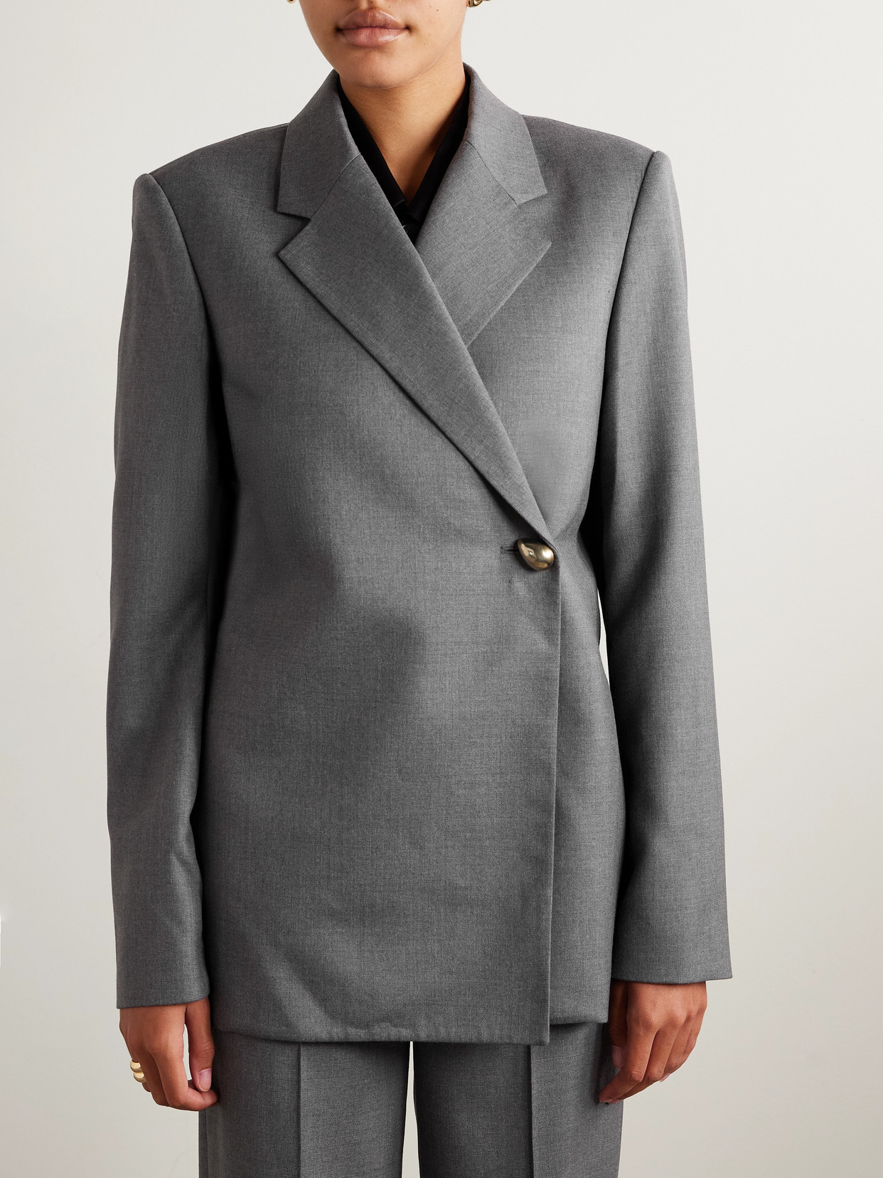 Adam Lippes Harrison Wool-blend Twill Blazer In Gray