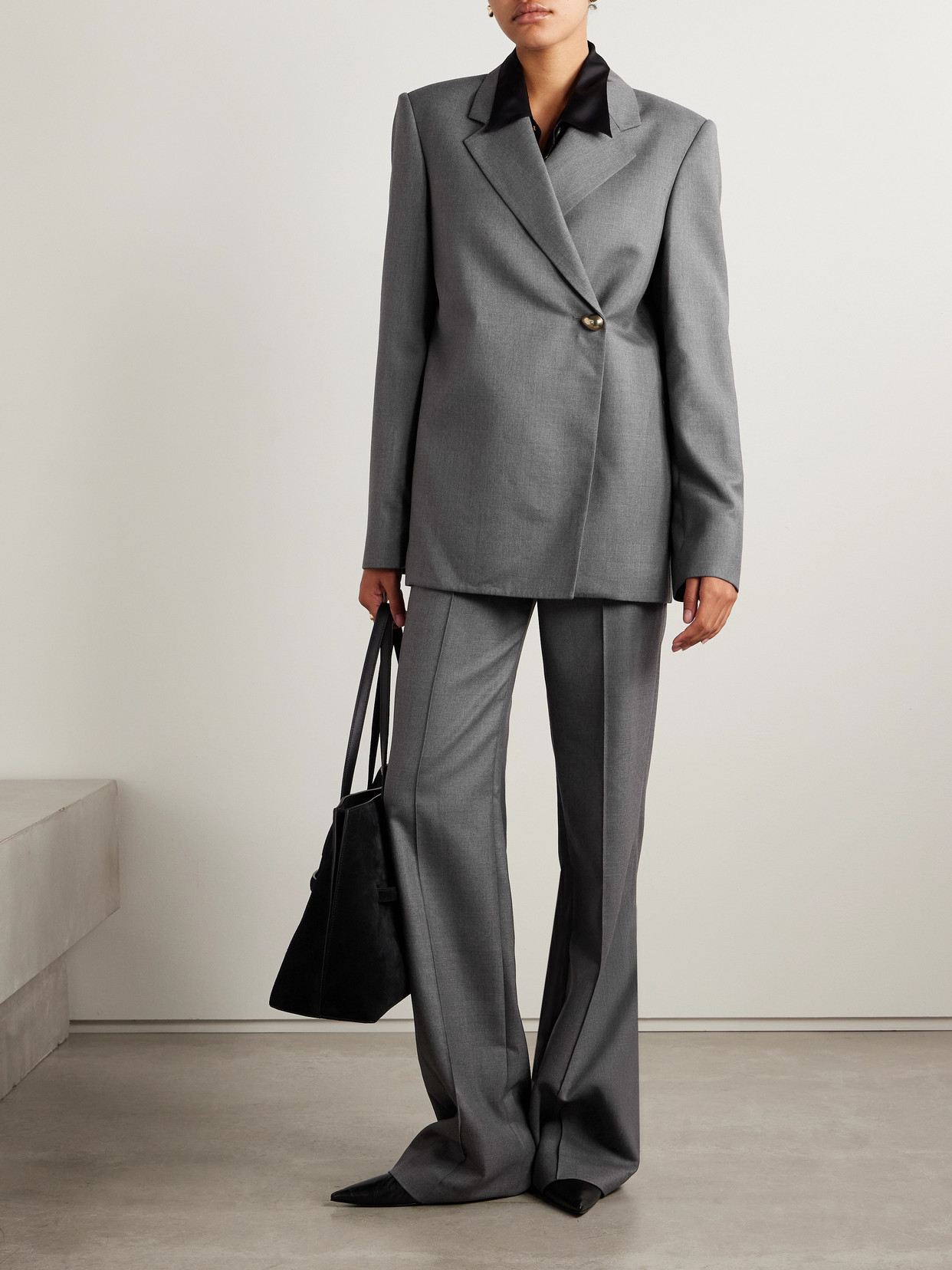 Adam Lippes Harrison Wool-blend Twill Blazer In Gray
