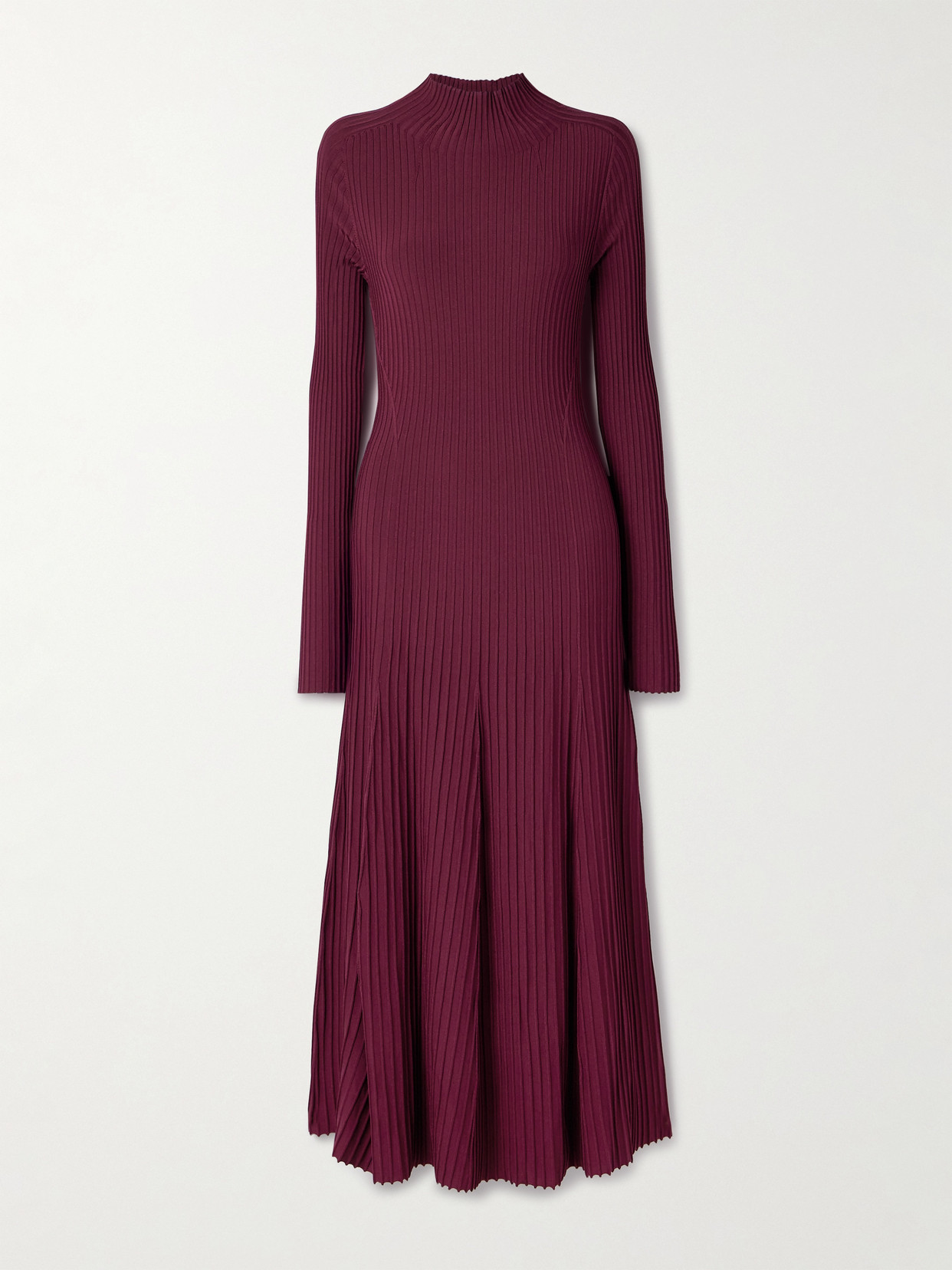 Adam Lippes Tabitha Ribbed-knit Midi Dress In Burgundy