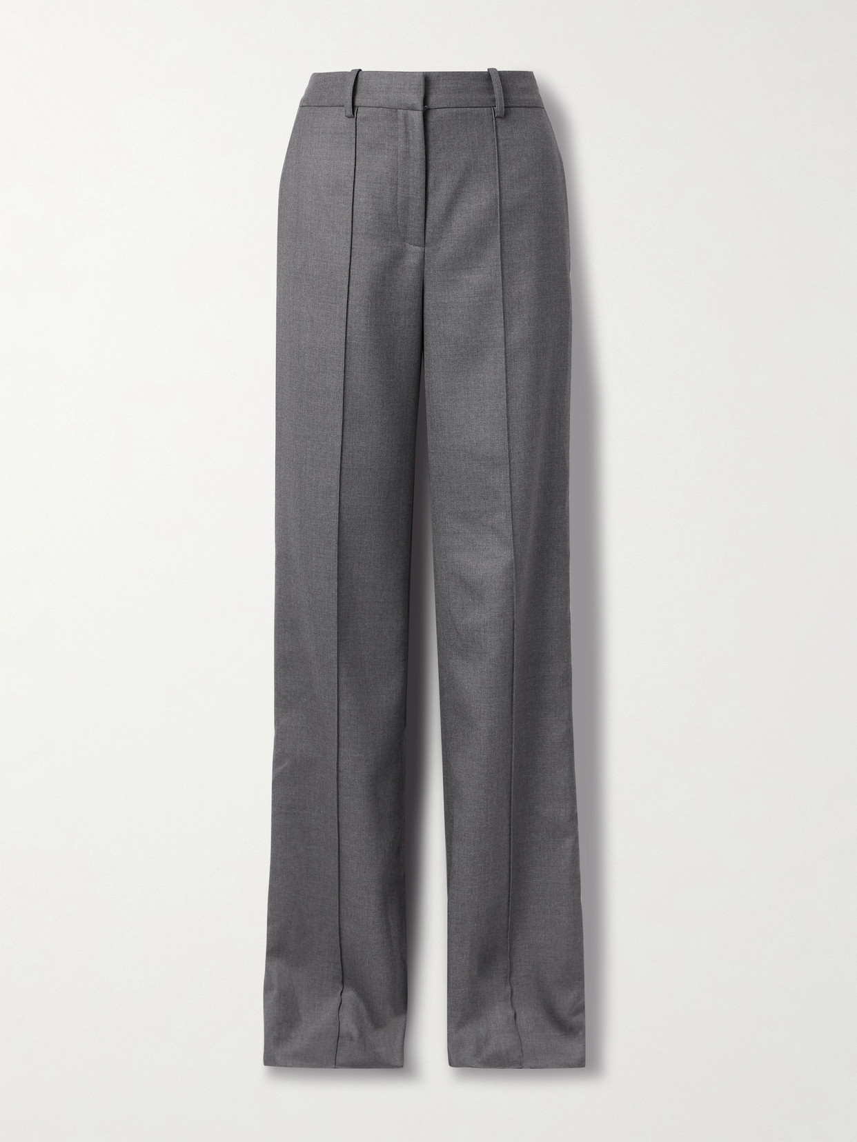 Adam Lippes Wyatt Wool-blend Twill Straight-leg Pants In Gray