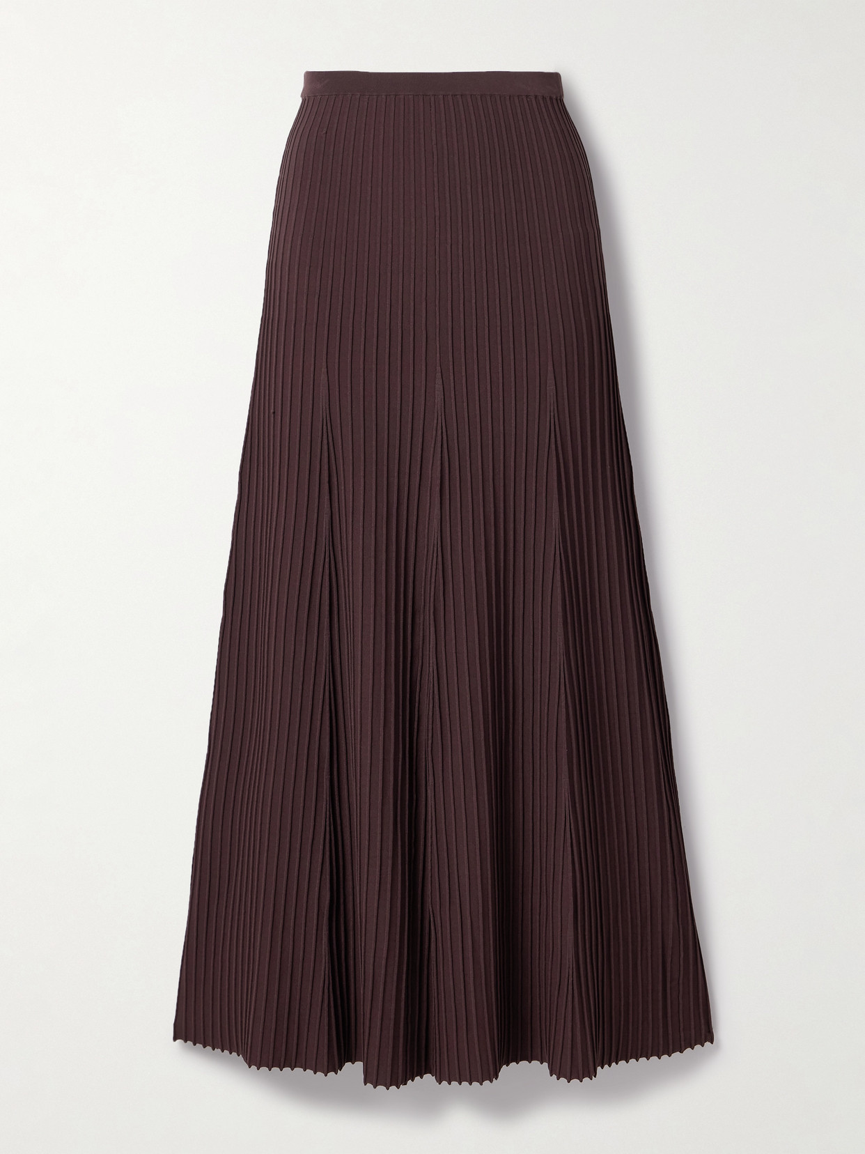 Adam Lippes Juno Ribbed-knit Maxi Skirt In Brown
