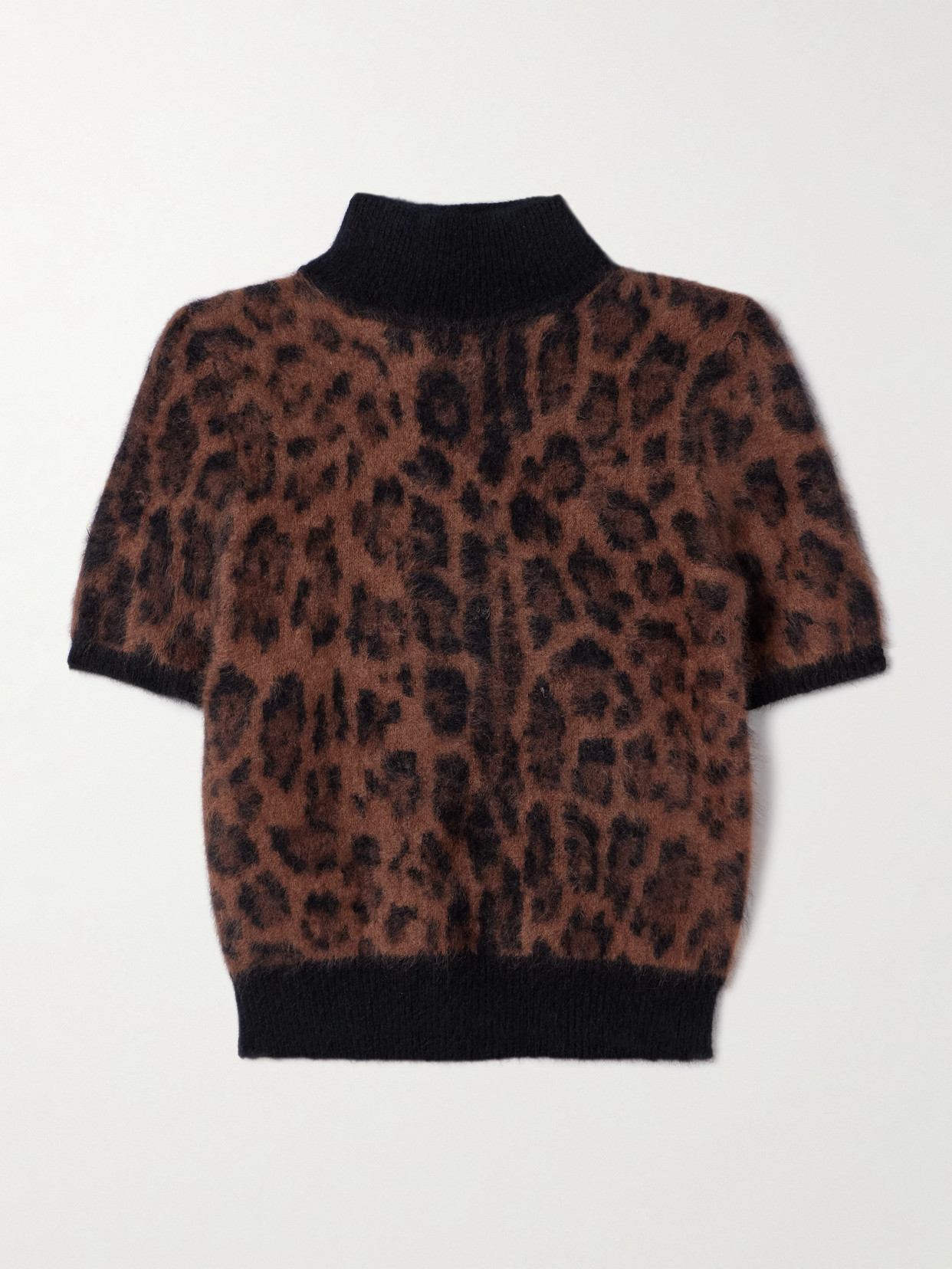 Adam Lippes Ari Brushed Cashmere-jacquard Turtleneck Sweater In Animal Print