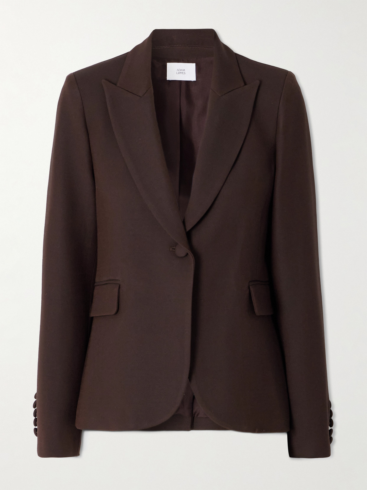 Adam Lippes Logan Wool And Silk-blend Blazer In Brown