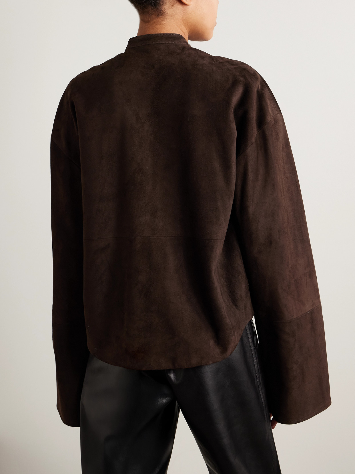 Adam Lippes Rhys Paneled Suede Jacket In Brown