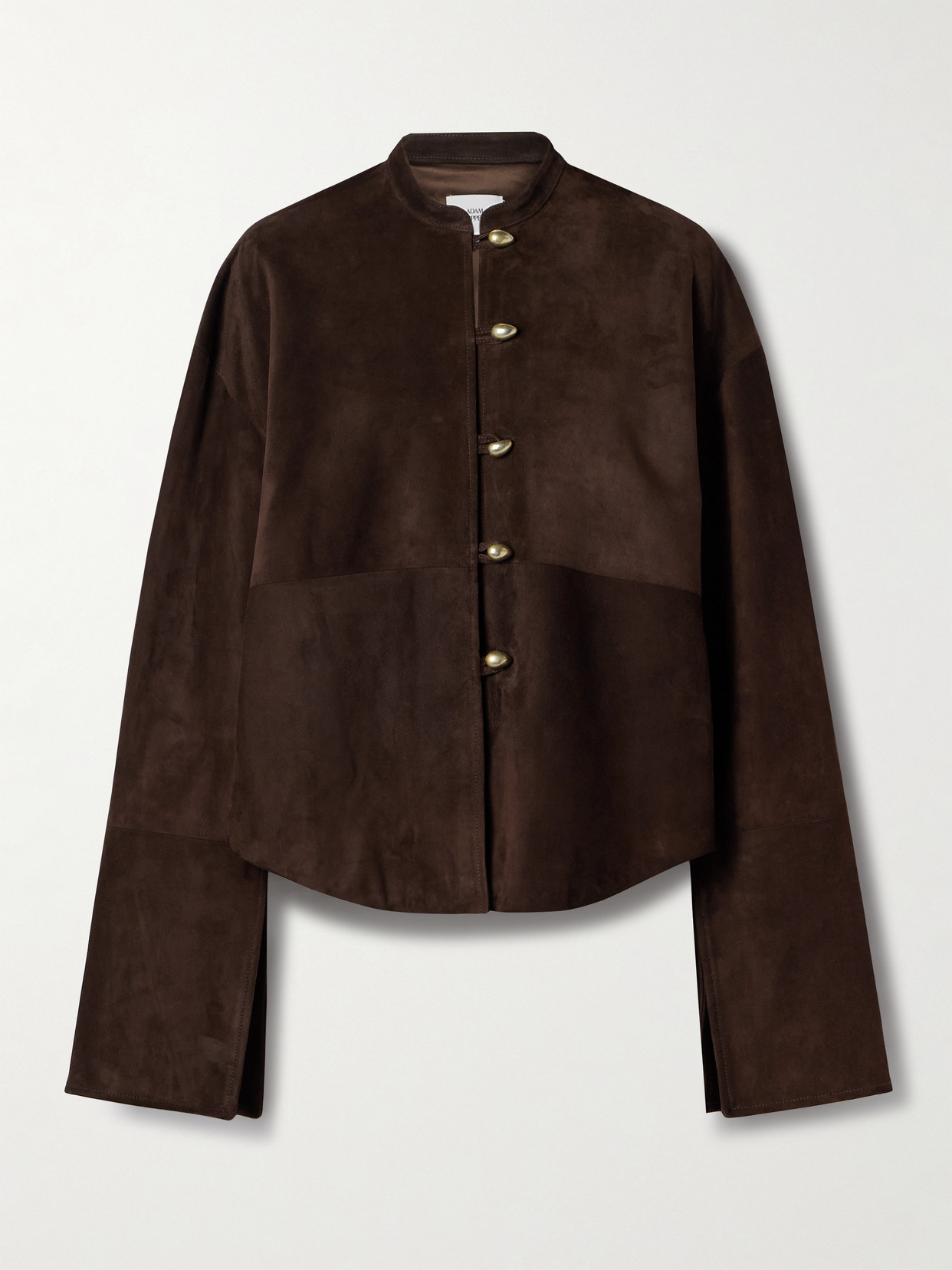 Adam Lippes Rhys Paneled Suede Jacket In Brown