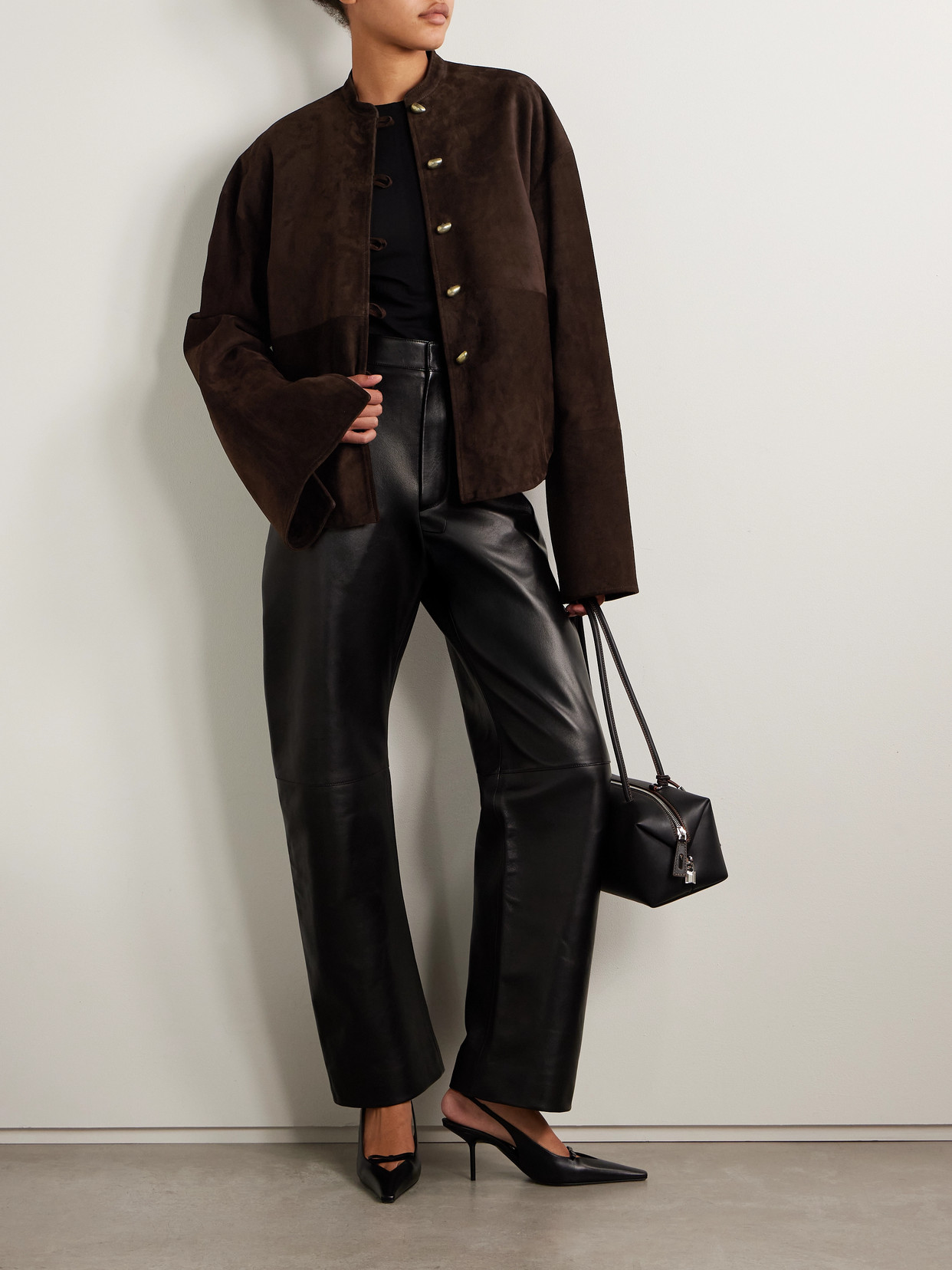 Adam Lippes Rhys Paneled Suede Jacket In Brown