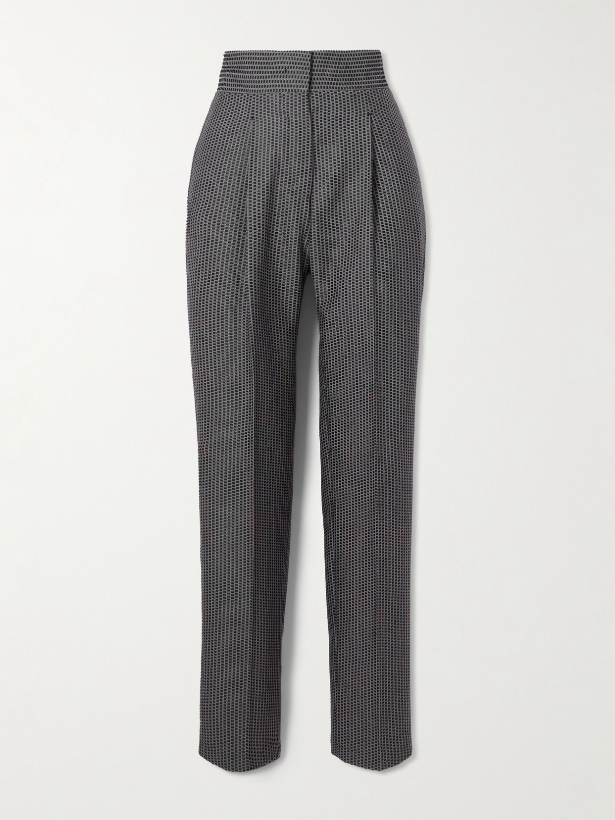 Giuliva Heritage The Other Wool And Silk-blend Jacquard Tapered Pants In Gray