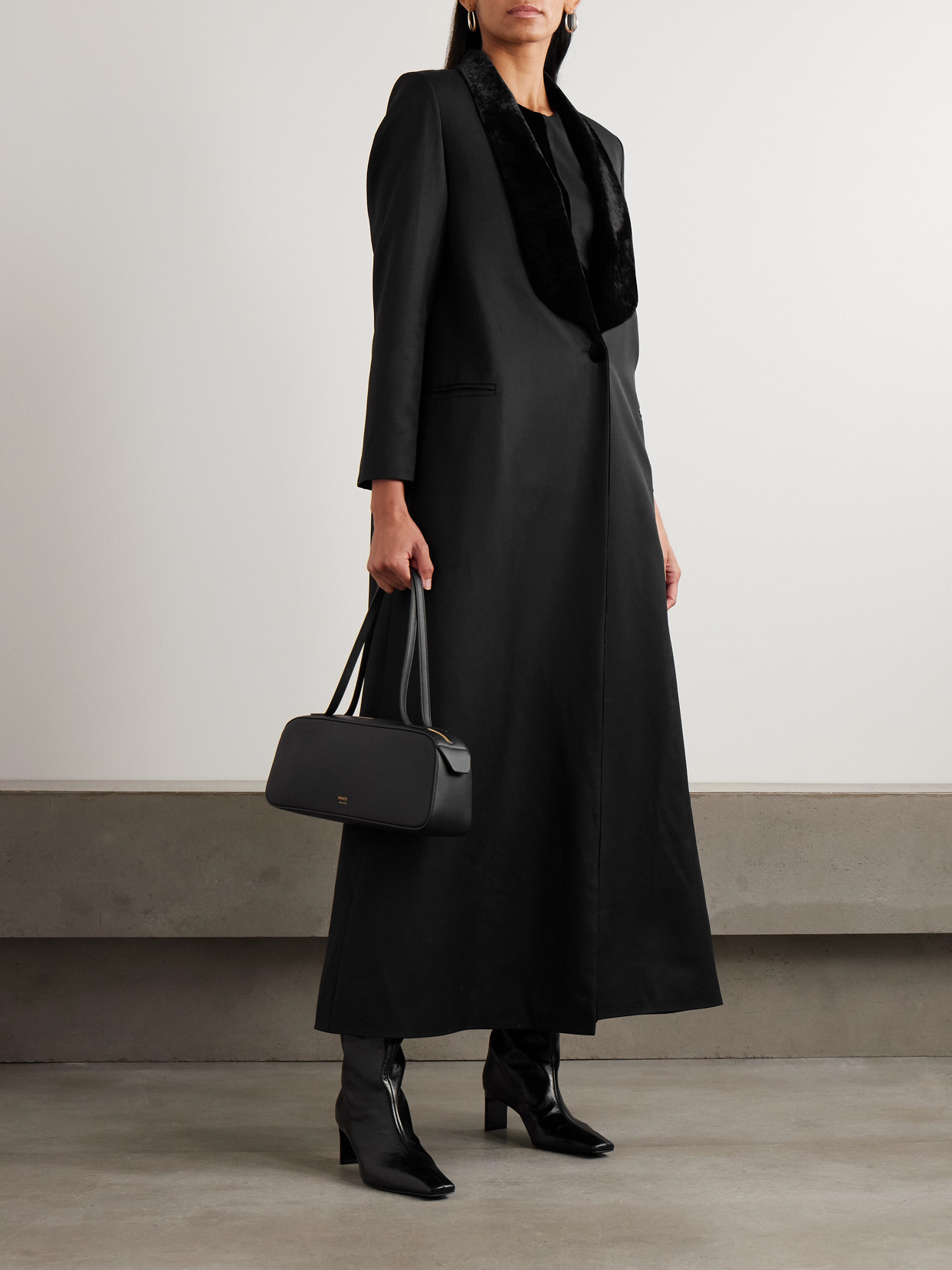 Joud Crushed Velvet-Trimmed Wool-Blend Twill Coat