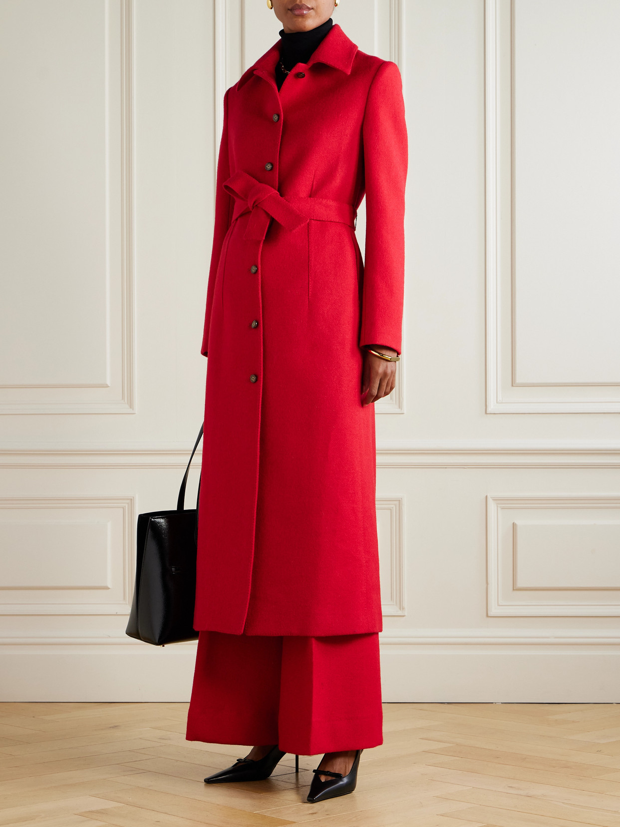 Giuliva Heritage The Aida Belted Wool And Mohair-blend Coat In Red