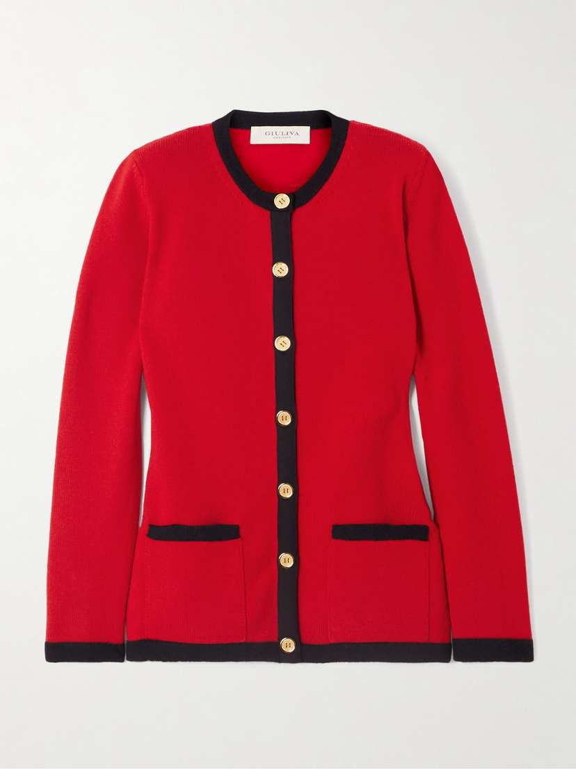 Giuliva Heritage The Eugenia Two-tone Merino Wool Cardigan