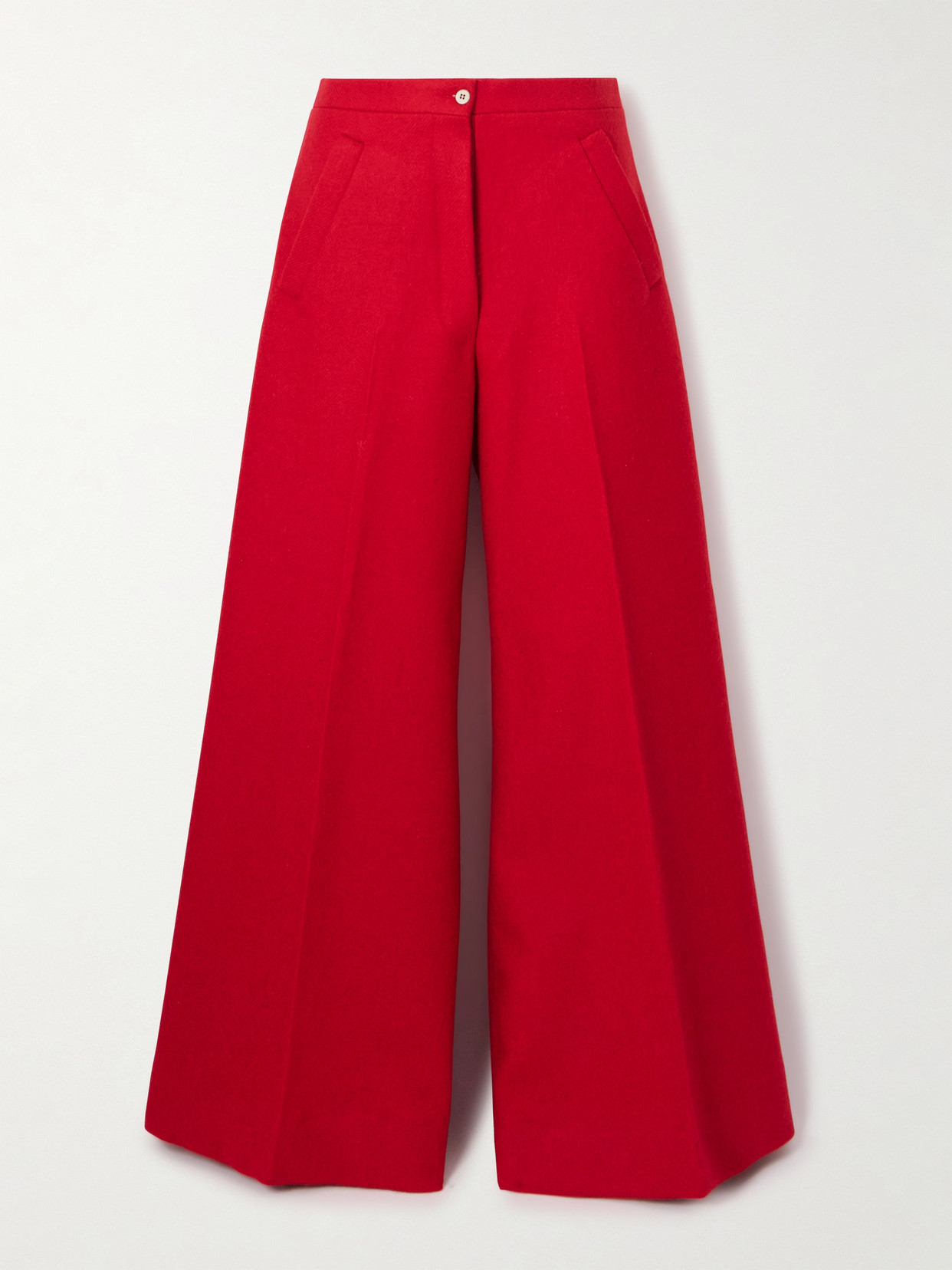 Giuliva Heritage The Paola Wool And Mohair-blend Wide-leg Pants In Red
