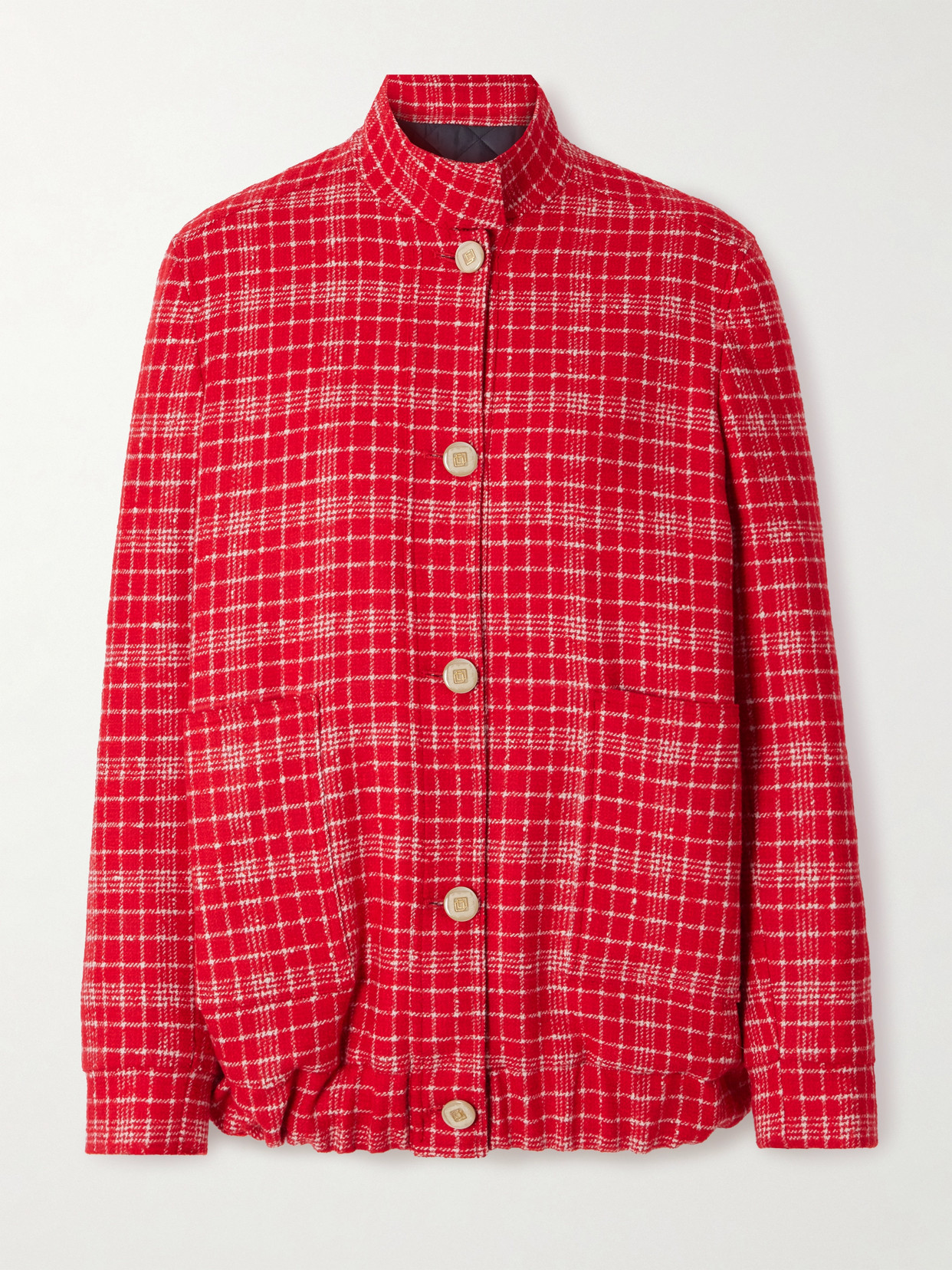 Giuliva Heritage The Diana Checked Wool-blend Tweed Jacket In Red