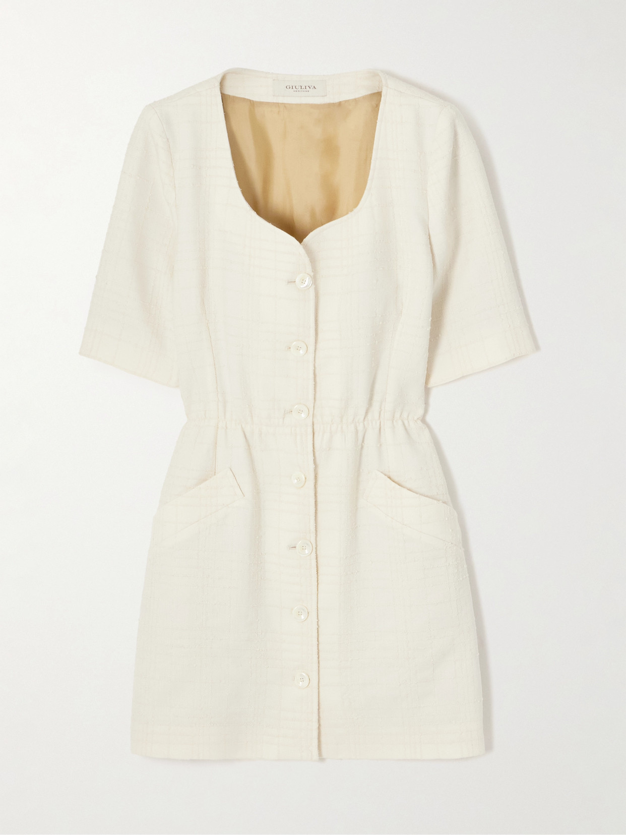 Giuliva Heritage The Vanessa Wool Bouclé-tweed Mini Dress In White