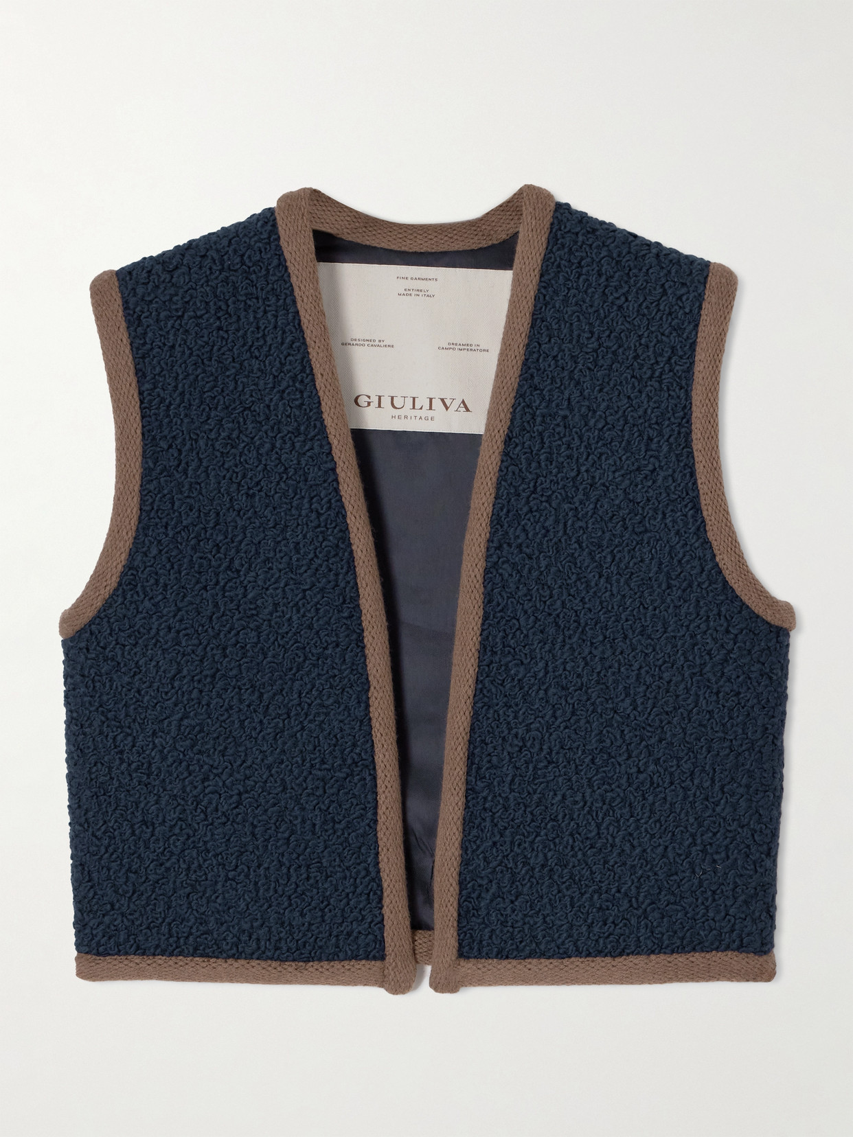 Giuliva Heritage The Lia Wool-blend Bouclé Vest In Blue