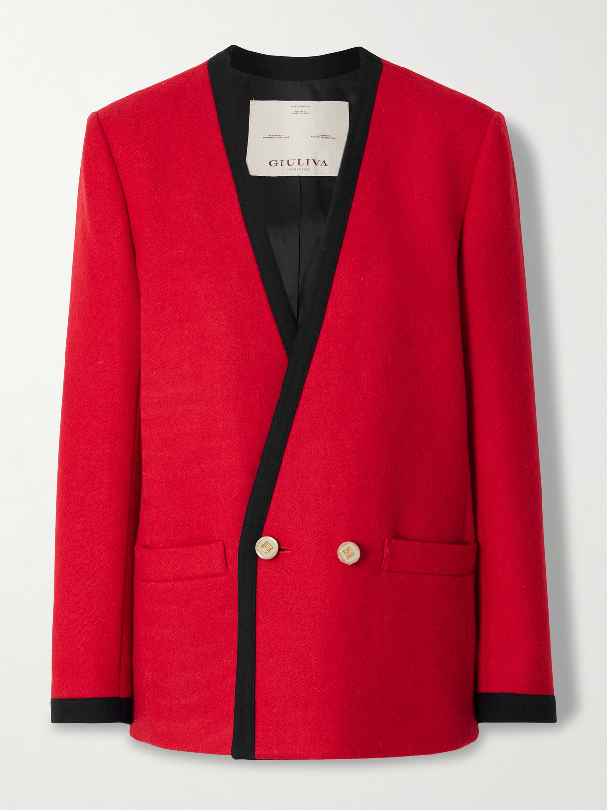 Giuliva Heritage The Charlotte Double-breasted Wool And Mohair-blend Blazer In Red