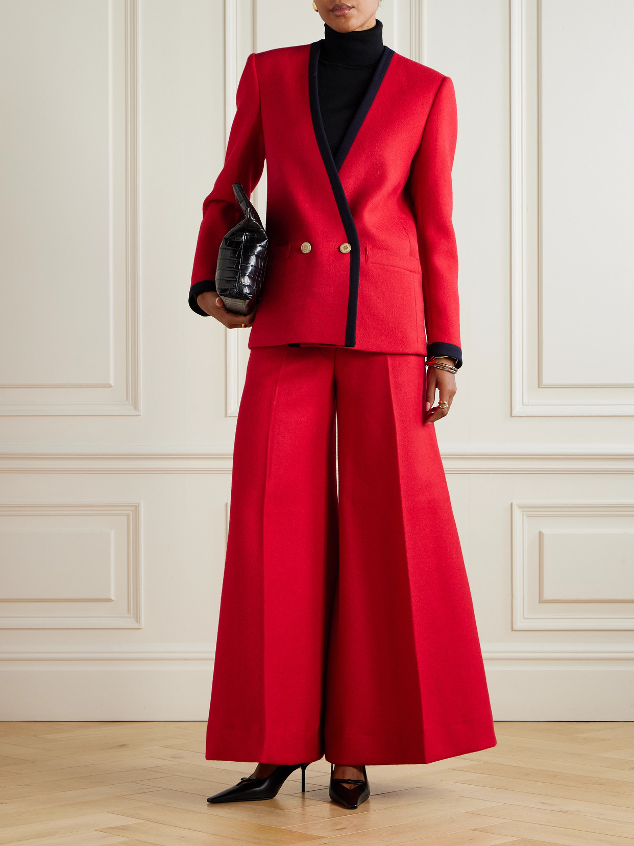 Giuliva Heritage The Charlotte Double-breasted Wool And Mohair-blend Blazer In Red