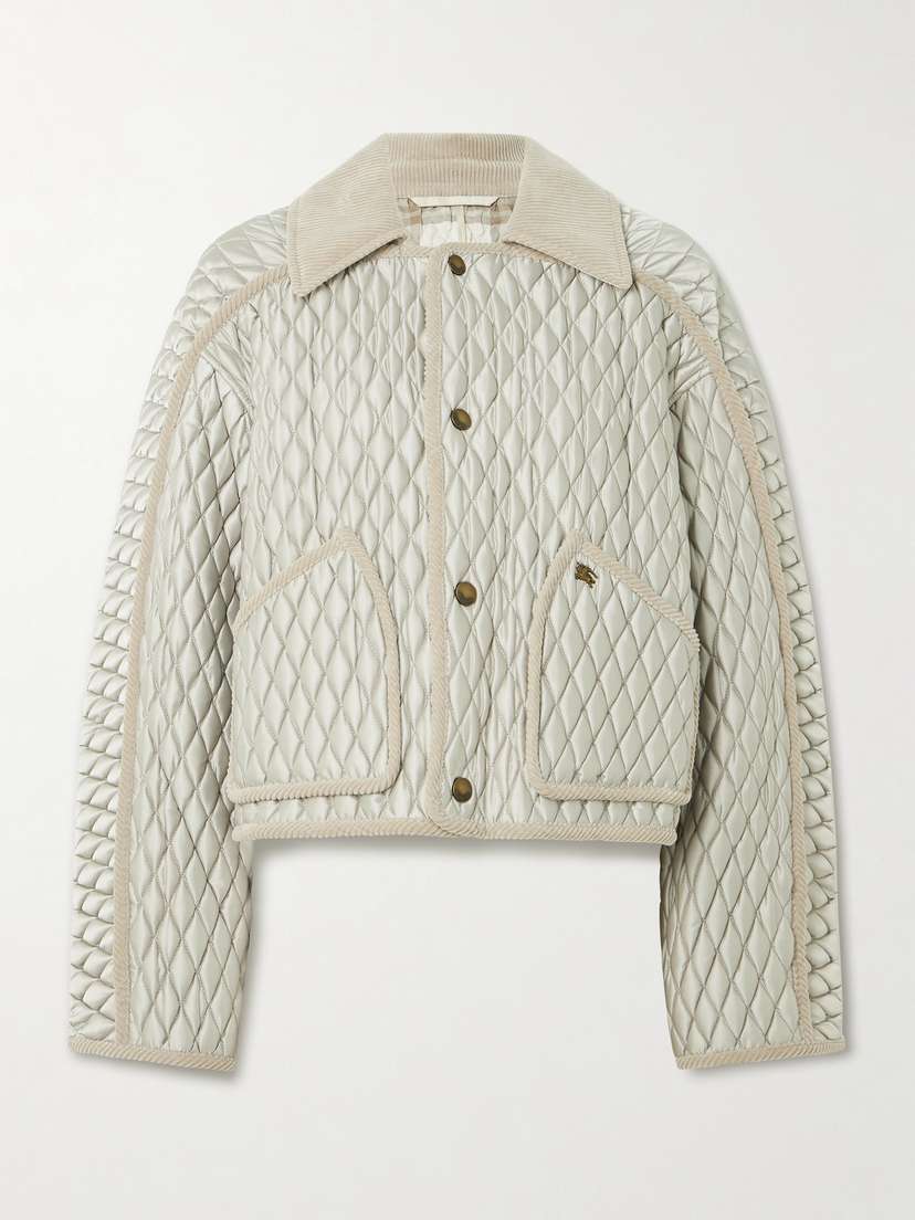 Burberry Cotton Corduroy-trimmed Quilted Shell Jacket
