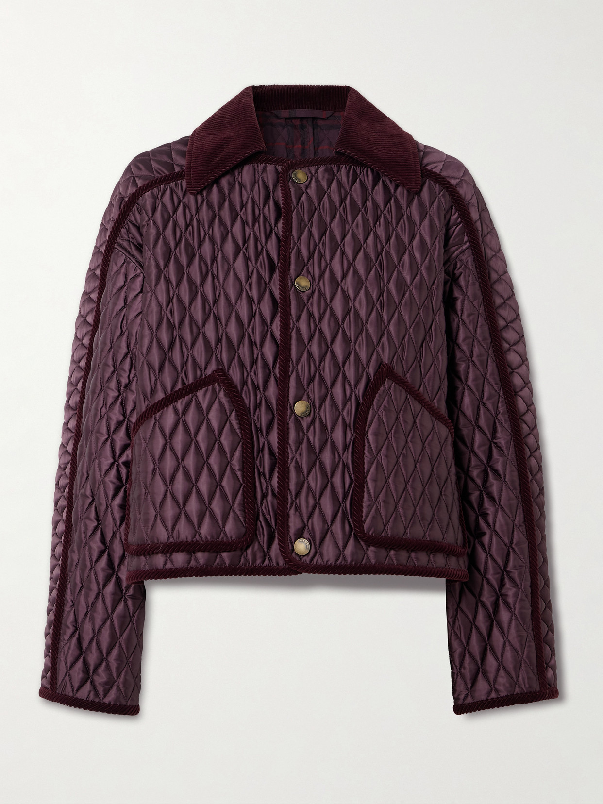Burberry Mahogany Floriston Cropped Quilted Nylon Jacket Women In Burgundy