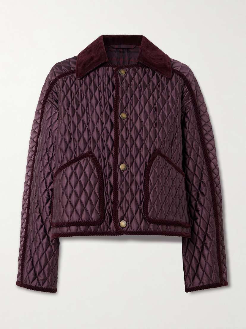 Burberry Cotton Corduroy-trimmed Quilted Shell Jacket