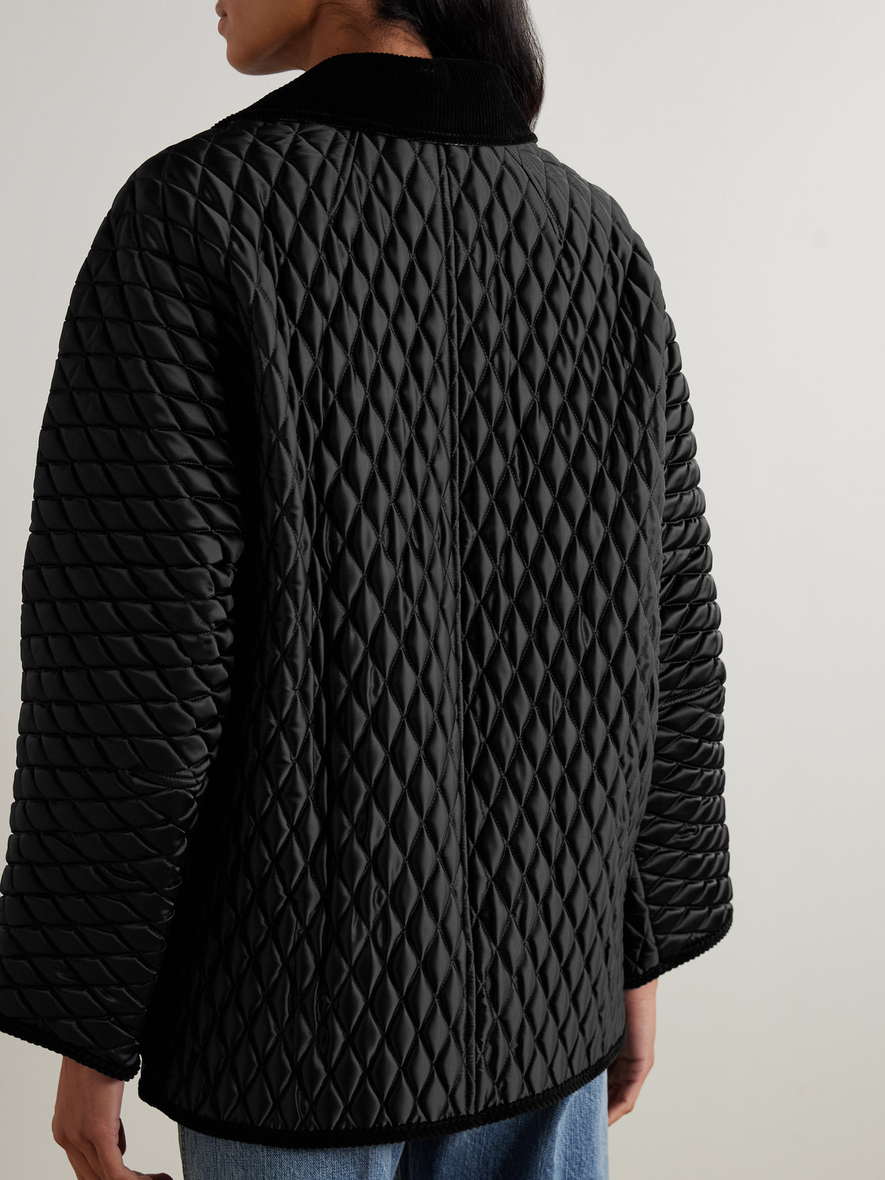 Burberry Cotton Corduroy-trimmed Quilted Shell Jacket In Multi