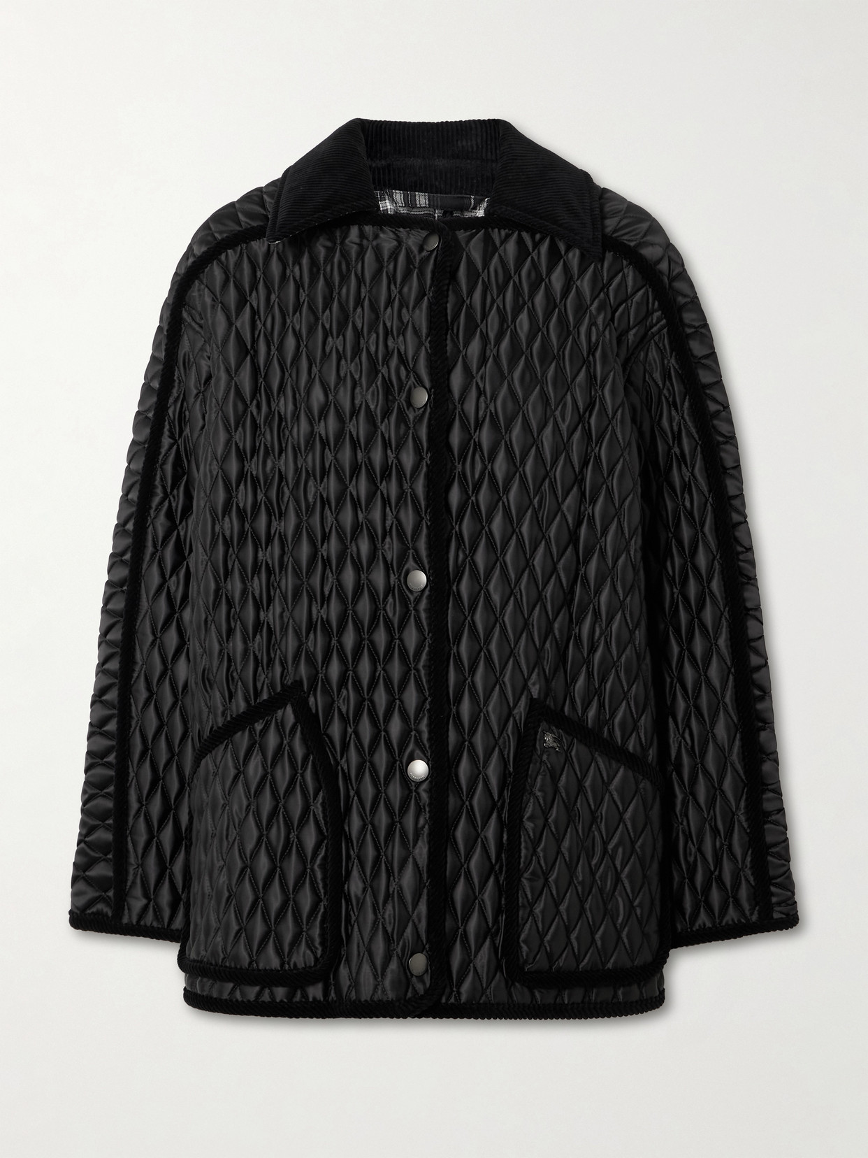 Burberry Cotton Corduroy-trimmed Quilted Shell Jacket In Multi