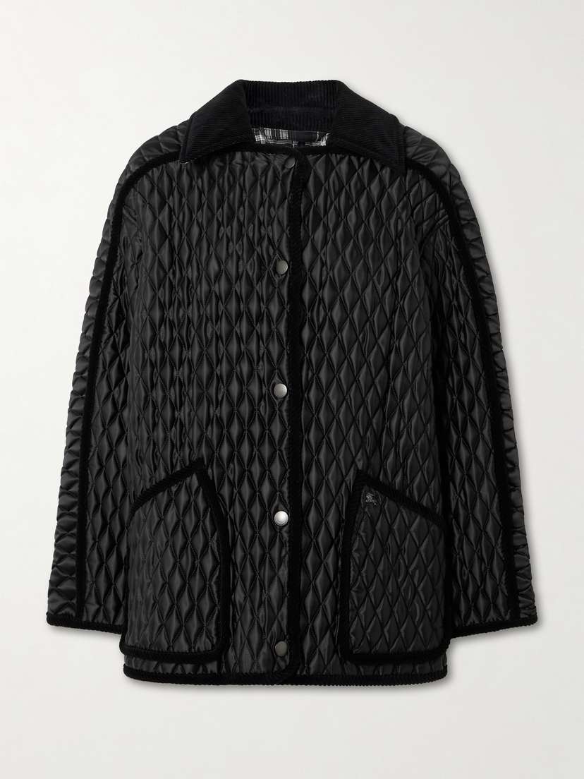 Burberry Cotton Corduroy-trimmed Quilted Shell Jacket