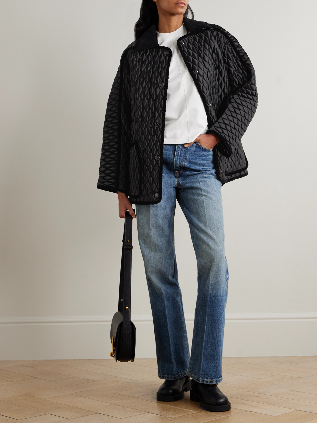 Burberry Cotton Corduroy-trimmed Quilted Shell Jacket In Multi